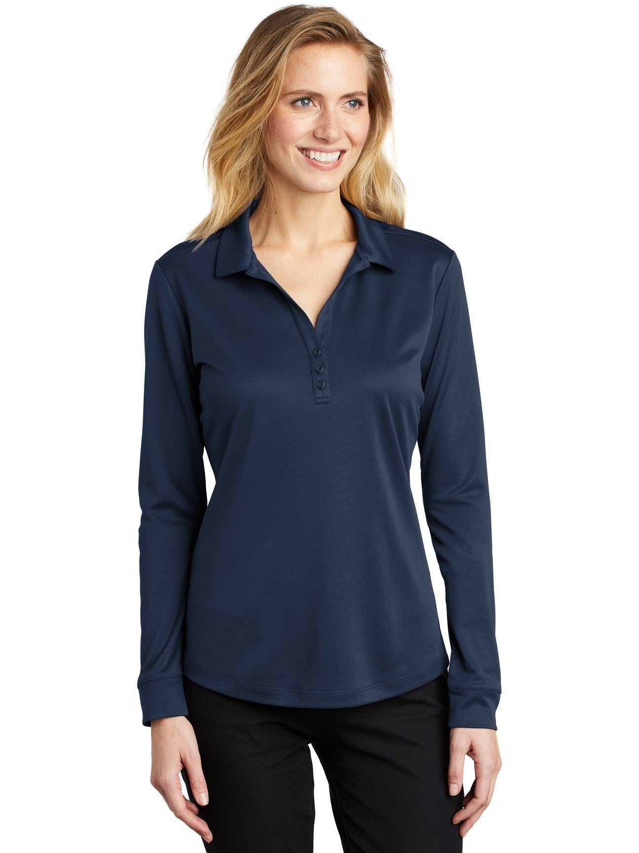 OUTLET-Port AuthorityLadies Silk Touch Performance Long Sleeve Polo