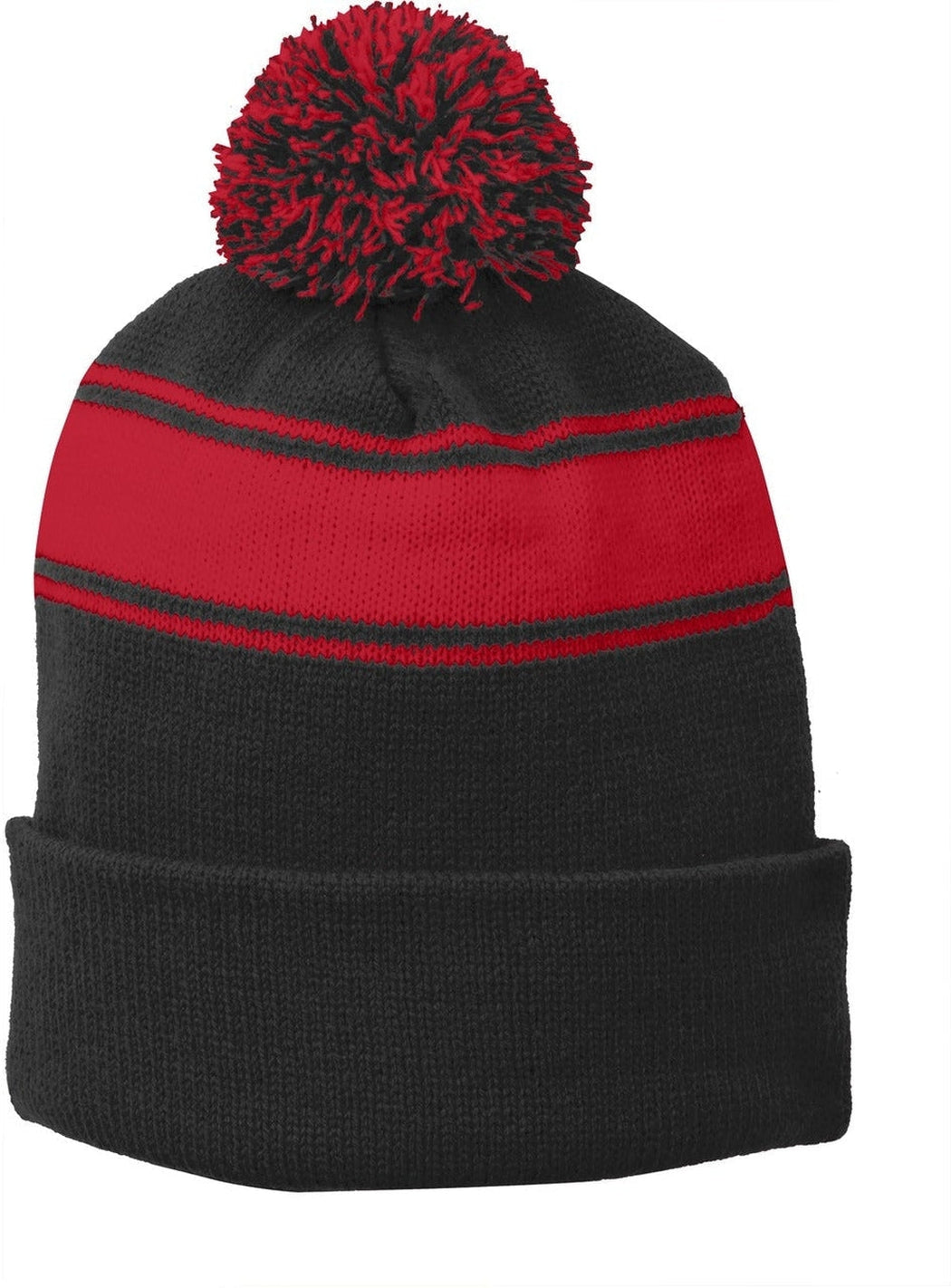 Sport-Tek Stripe Pom Pom Beanie