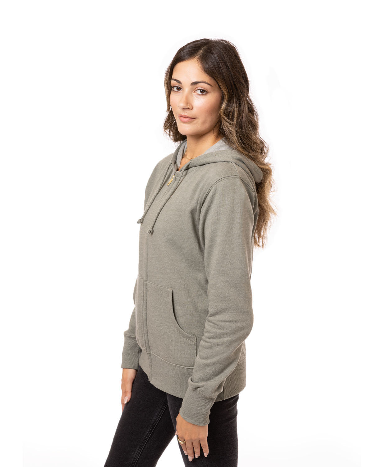 econscious Ladies 7 oz. Organic/Recycled Heathered Fleece Full-Zip Hood