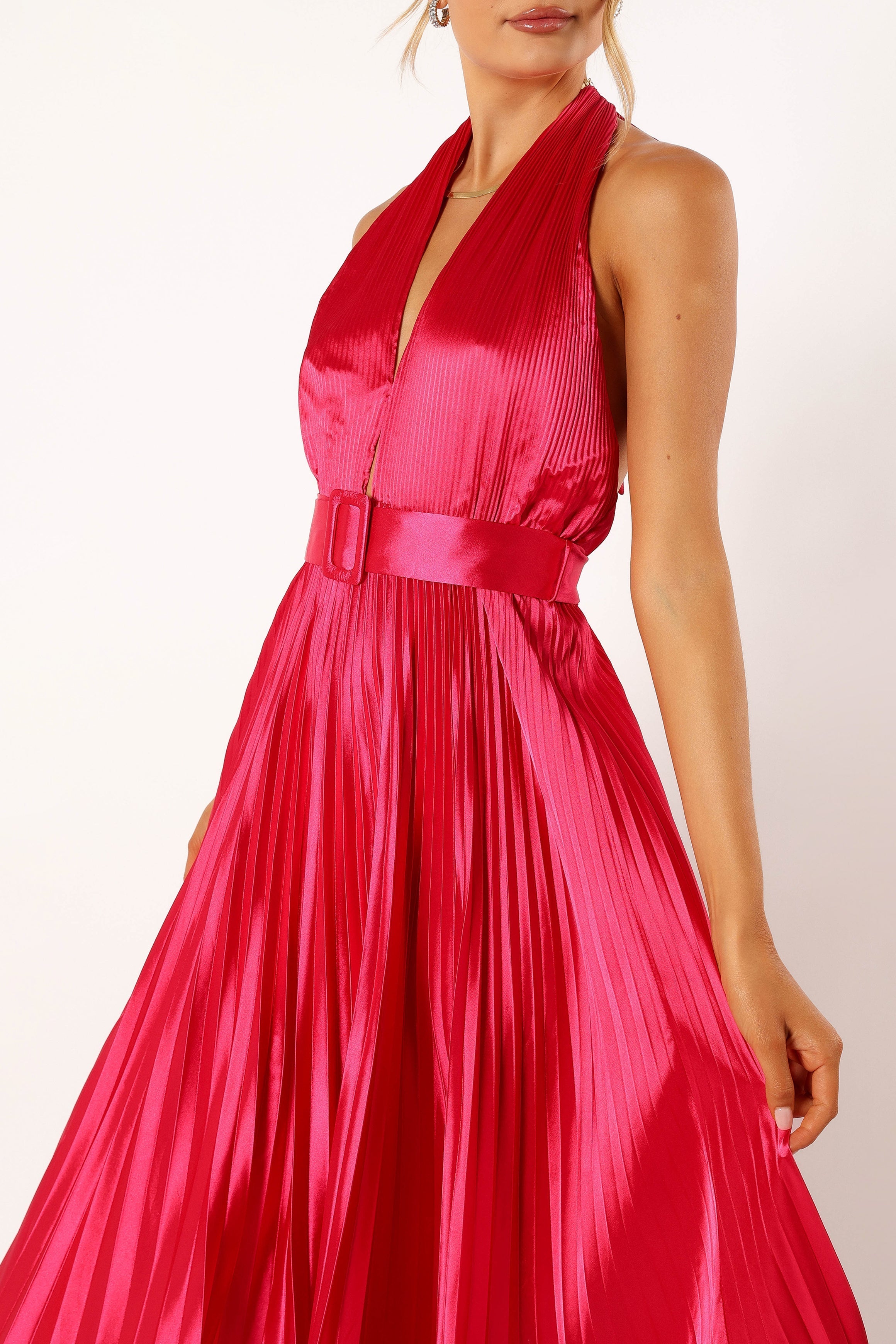 Greta Halterneck Maxi Dress - Magenta