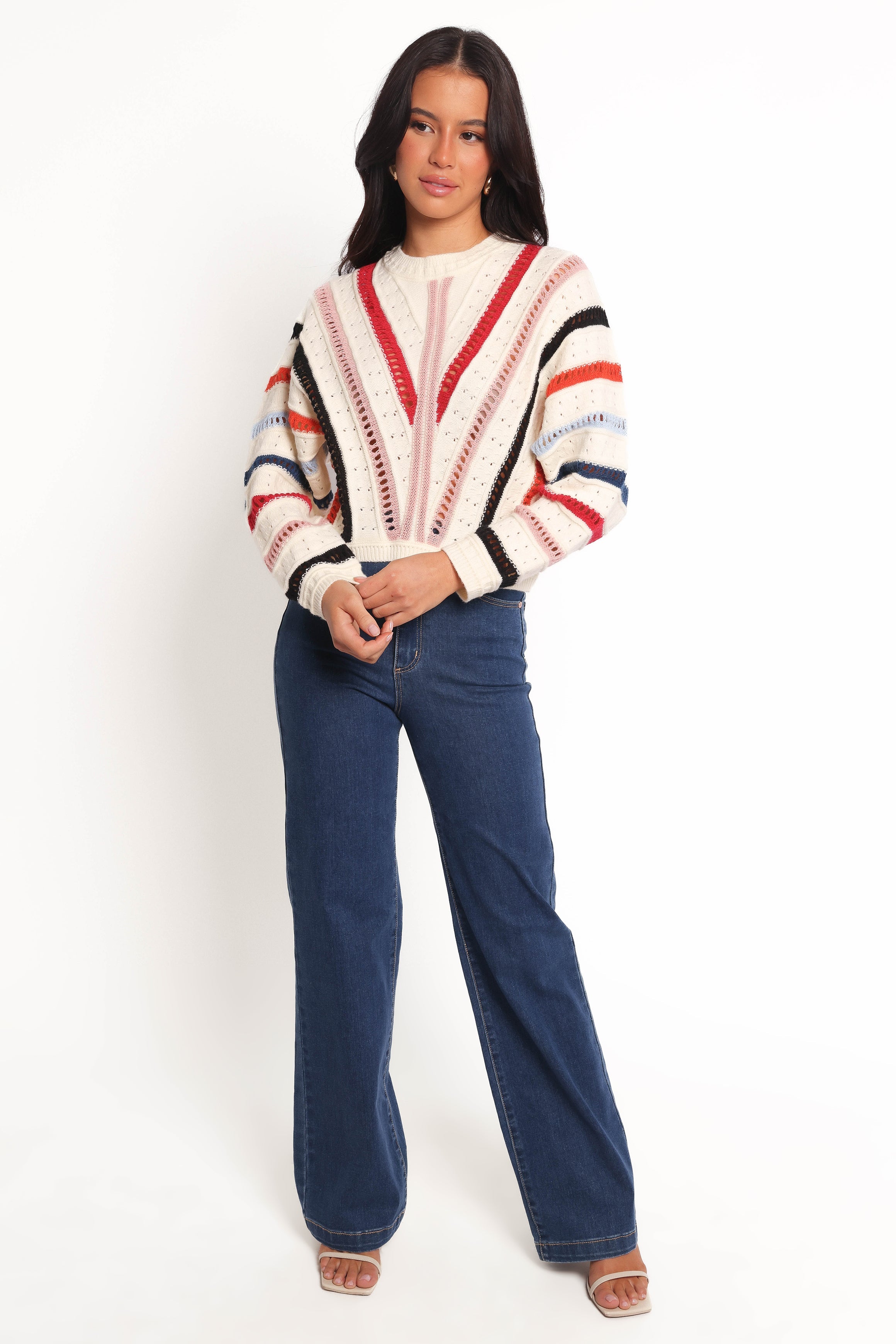 Marie Stripe Knit Sweater - White