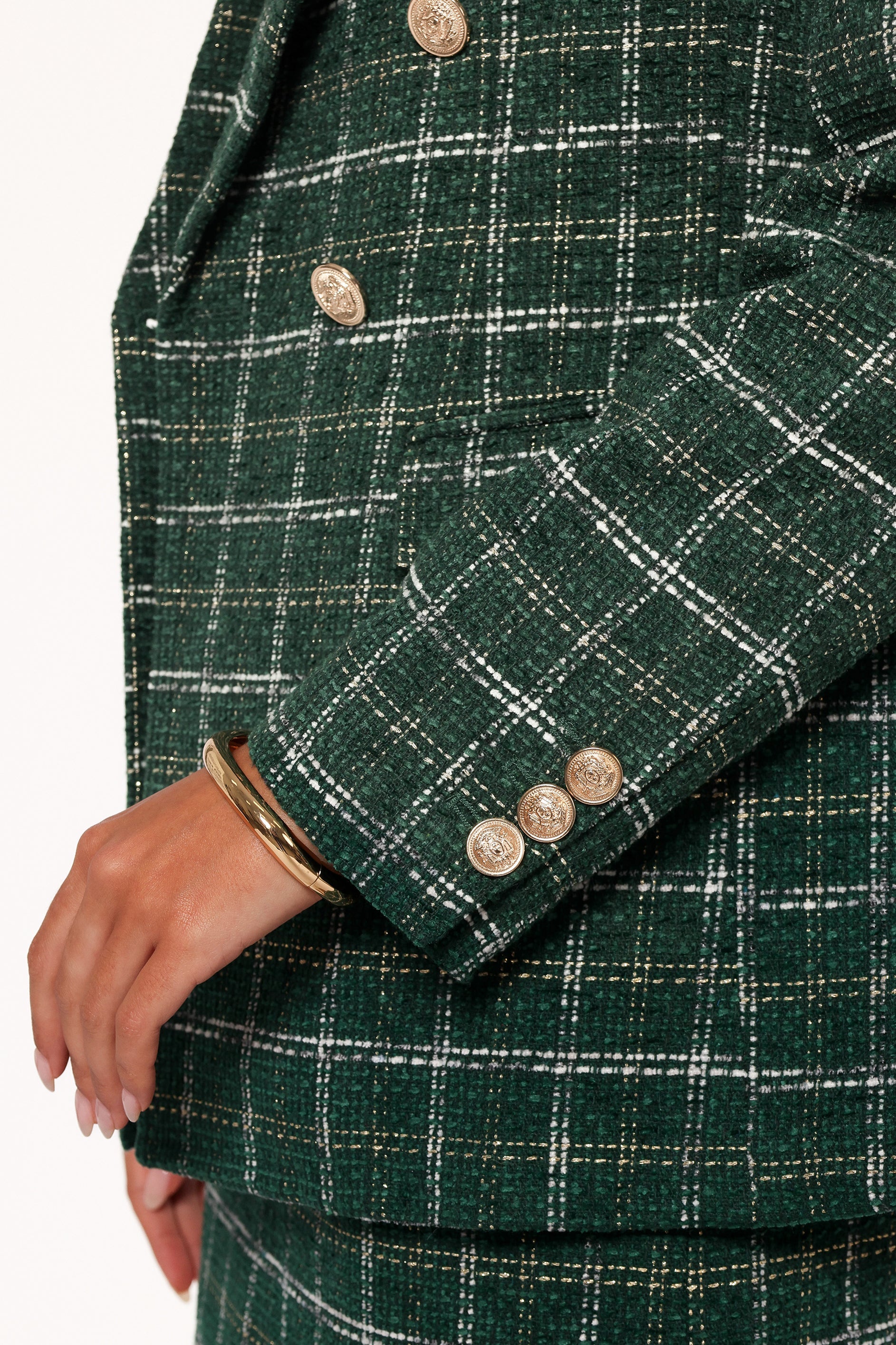 Jules Twill Plaid Blazer - Green