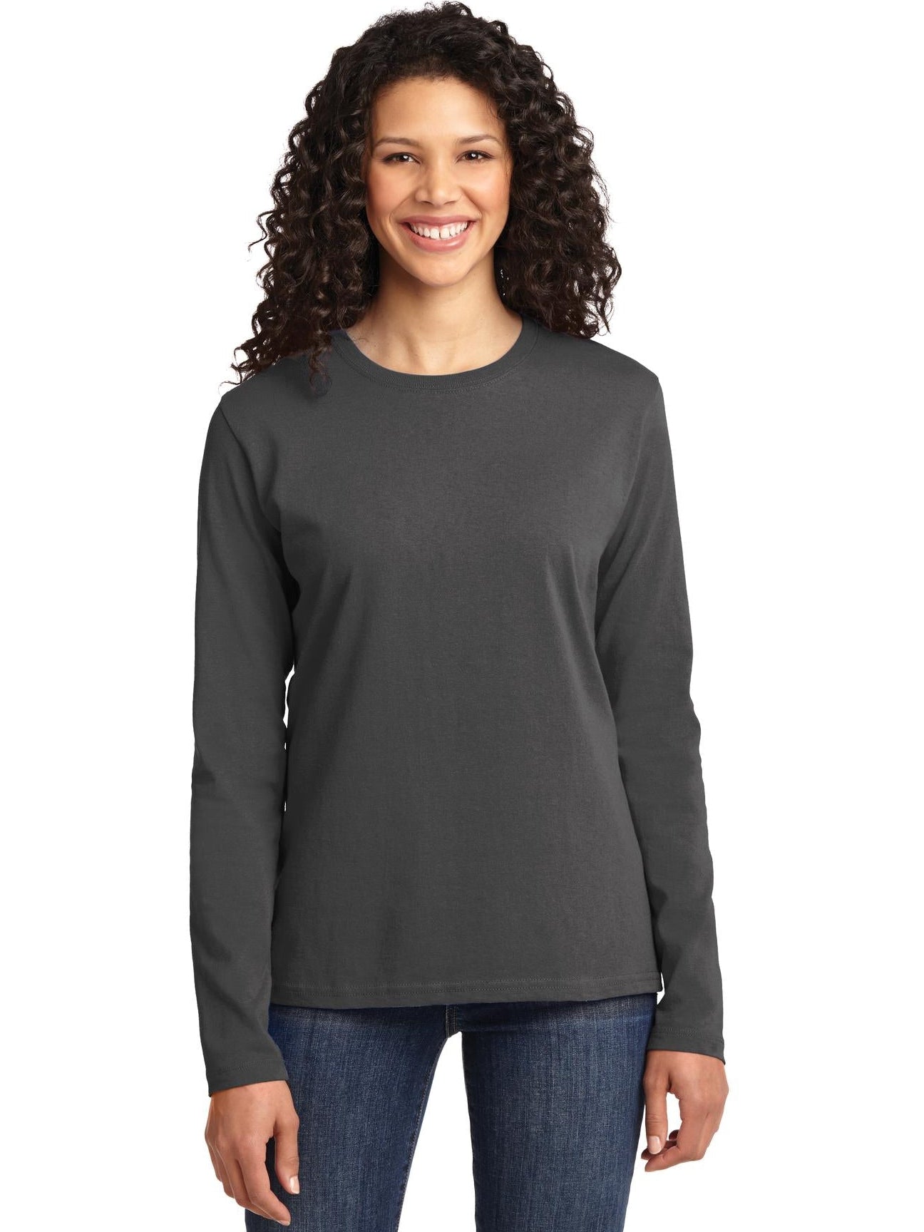 OUTLET-Port & Company Ladies Long Sleeve Cotton T-Shirt