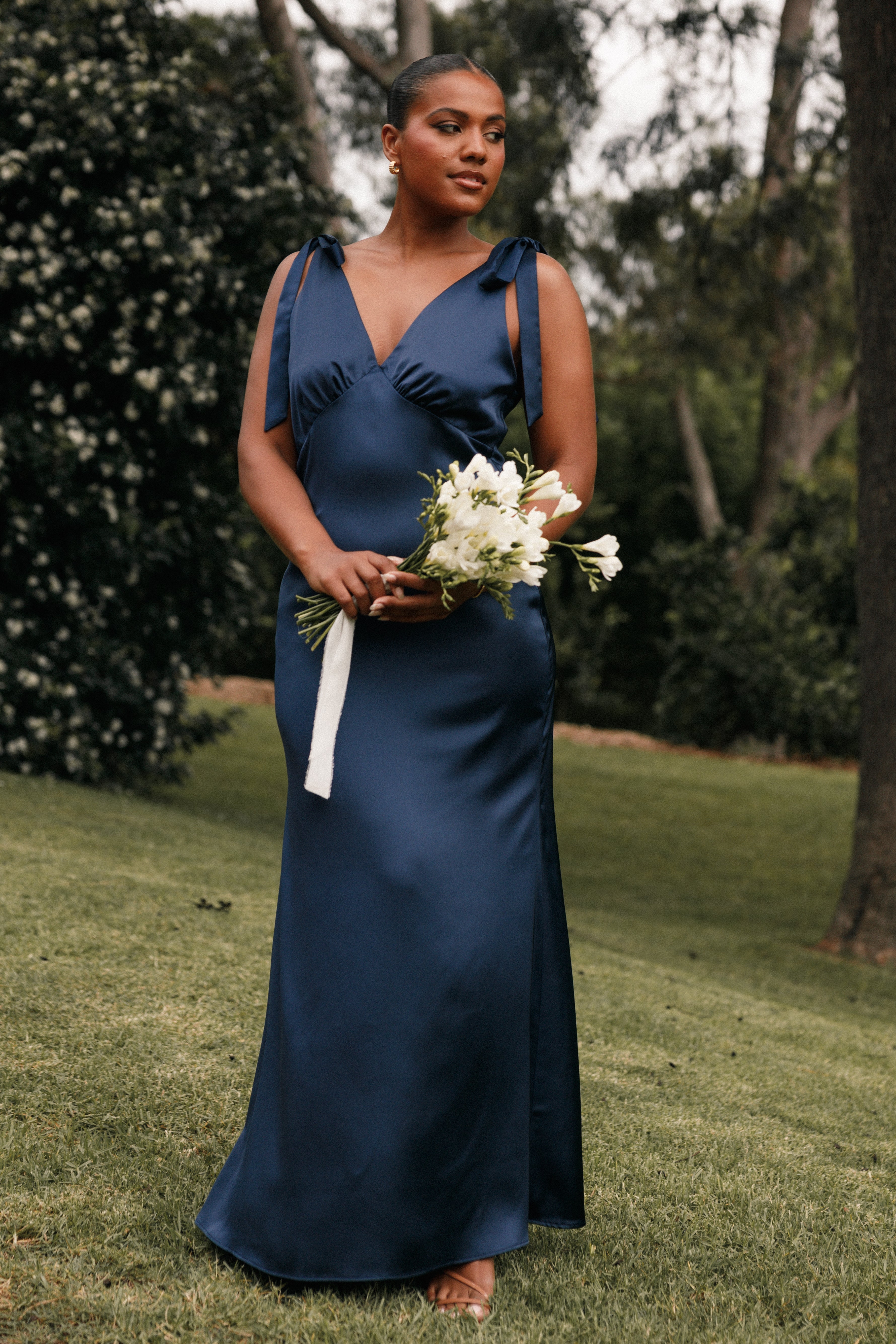 Xavier Bow Shoulder Maxi Dress - Navy