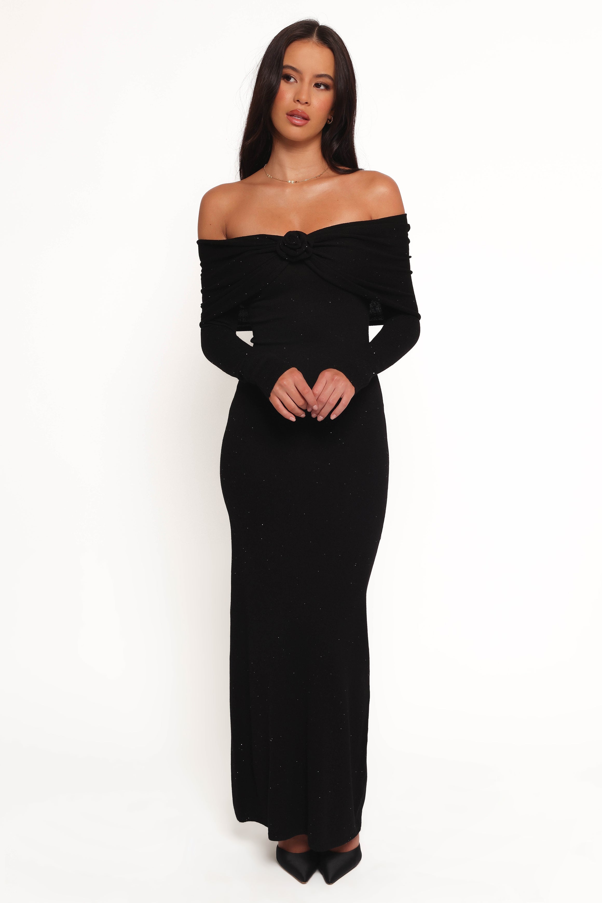 Pennie Maxi Dress - Black Sequin Knit