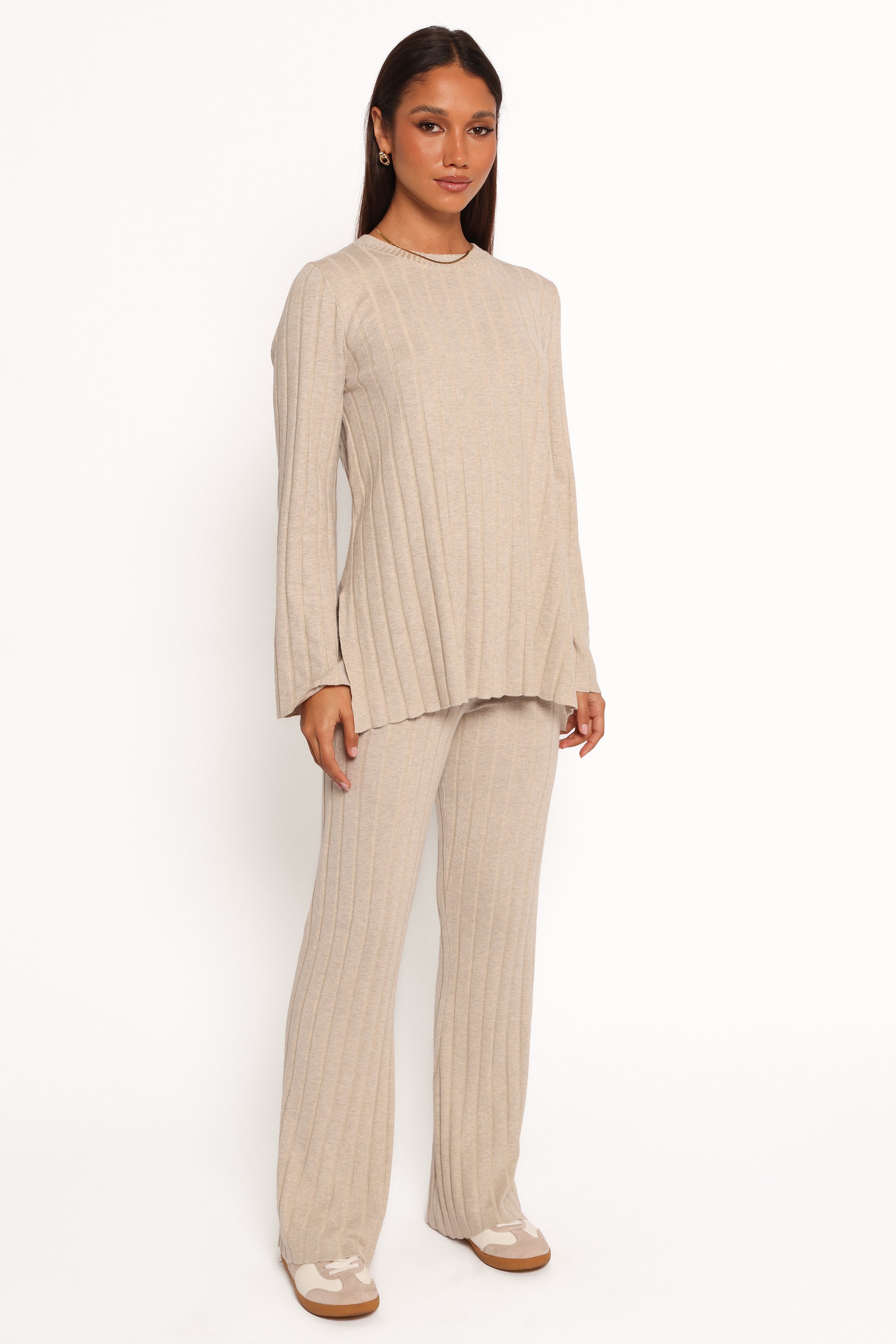 Silvie Long Sleeve Knitted Set - Oatmeal