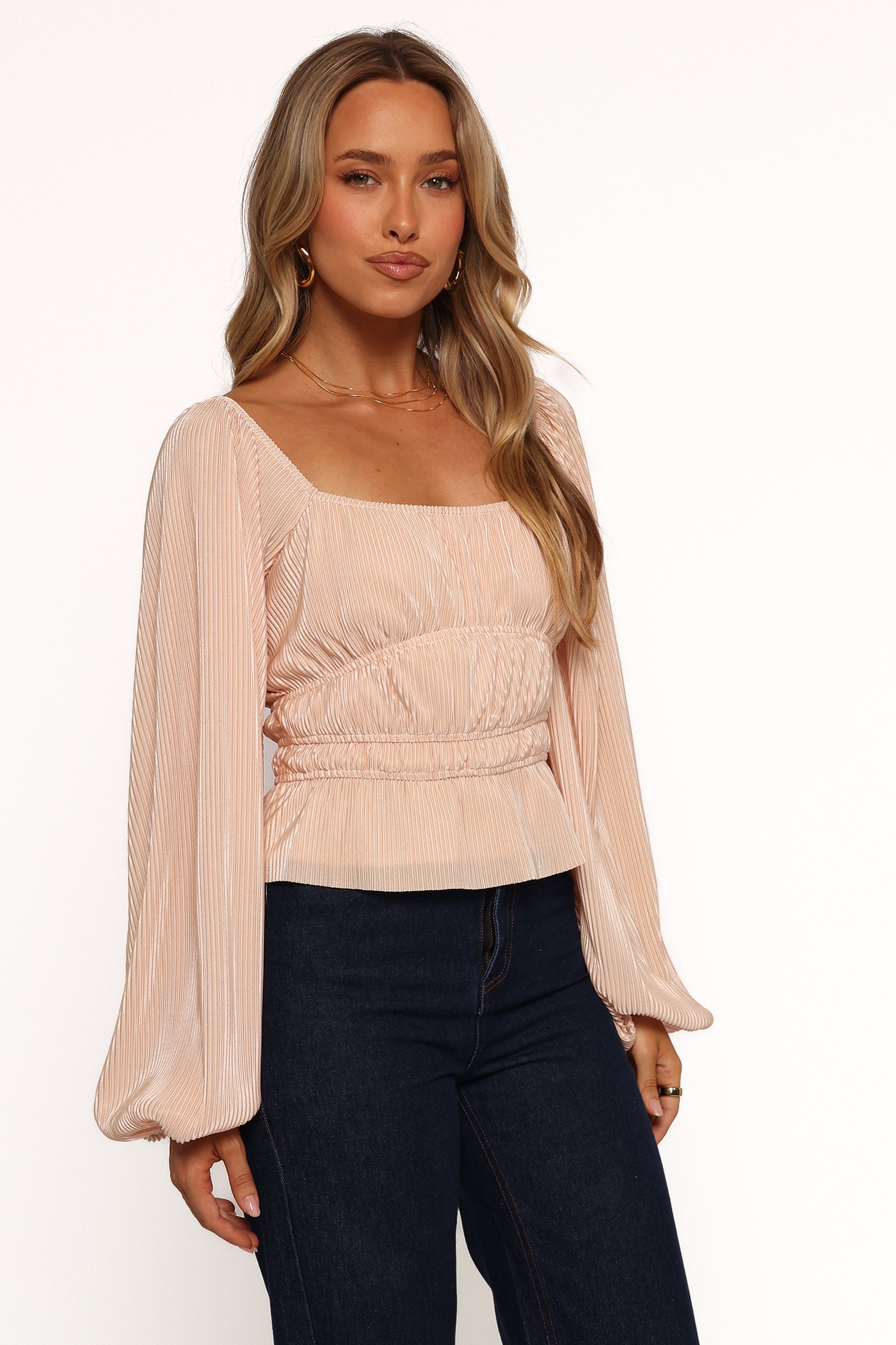 Ceppia Plisse Top - Light Peach