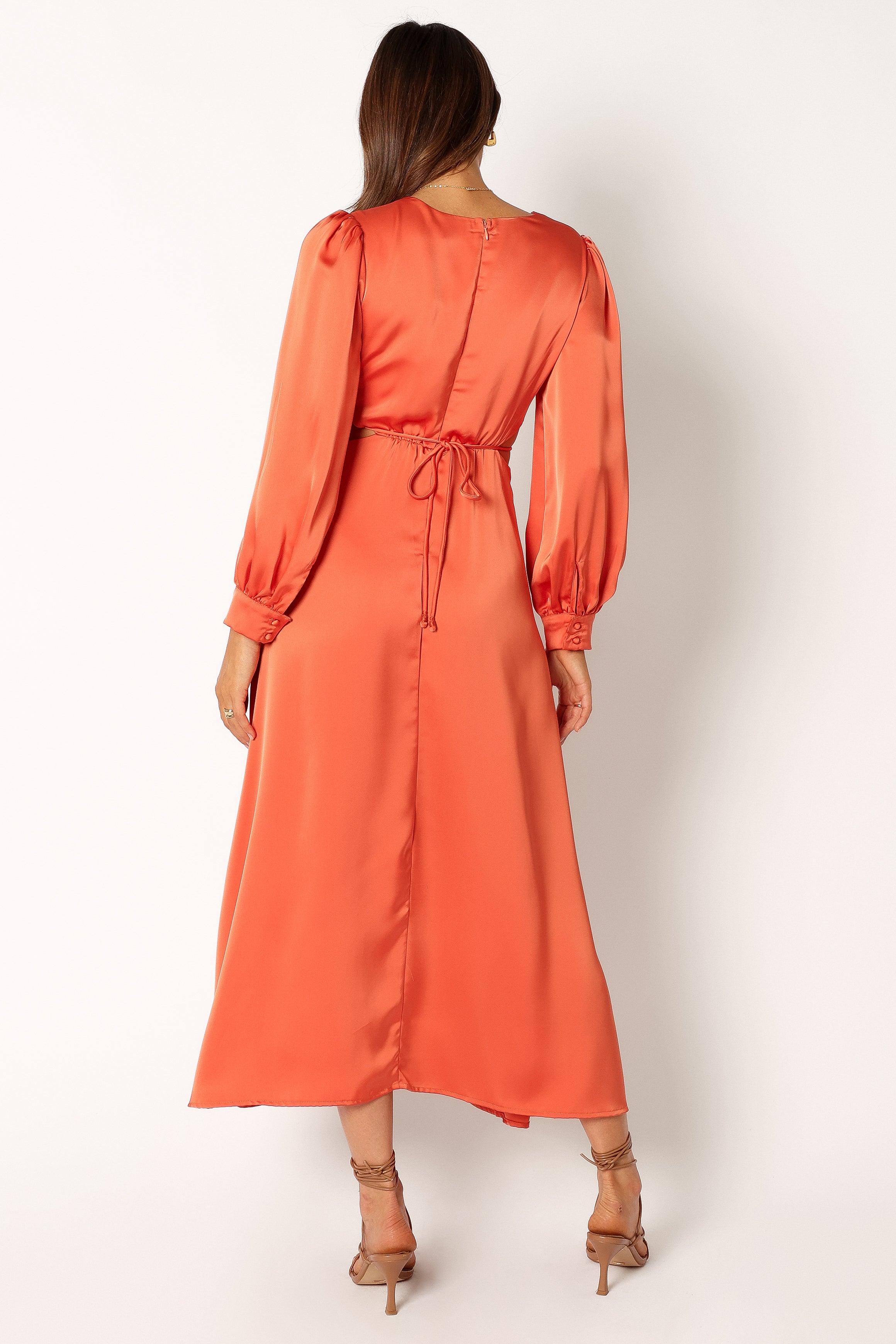 Peyton Long Sleeve Midi Dress - Orange