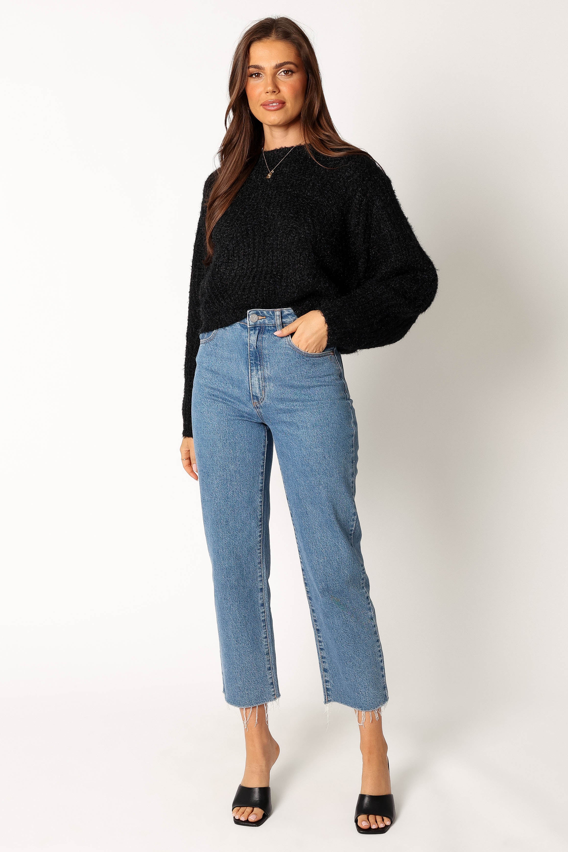 Magnolia Shimmer Knit Sweater - Black