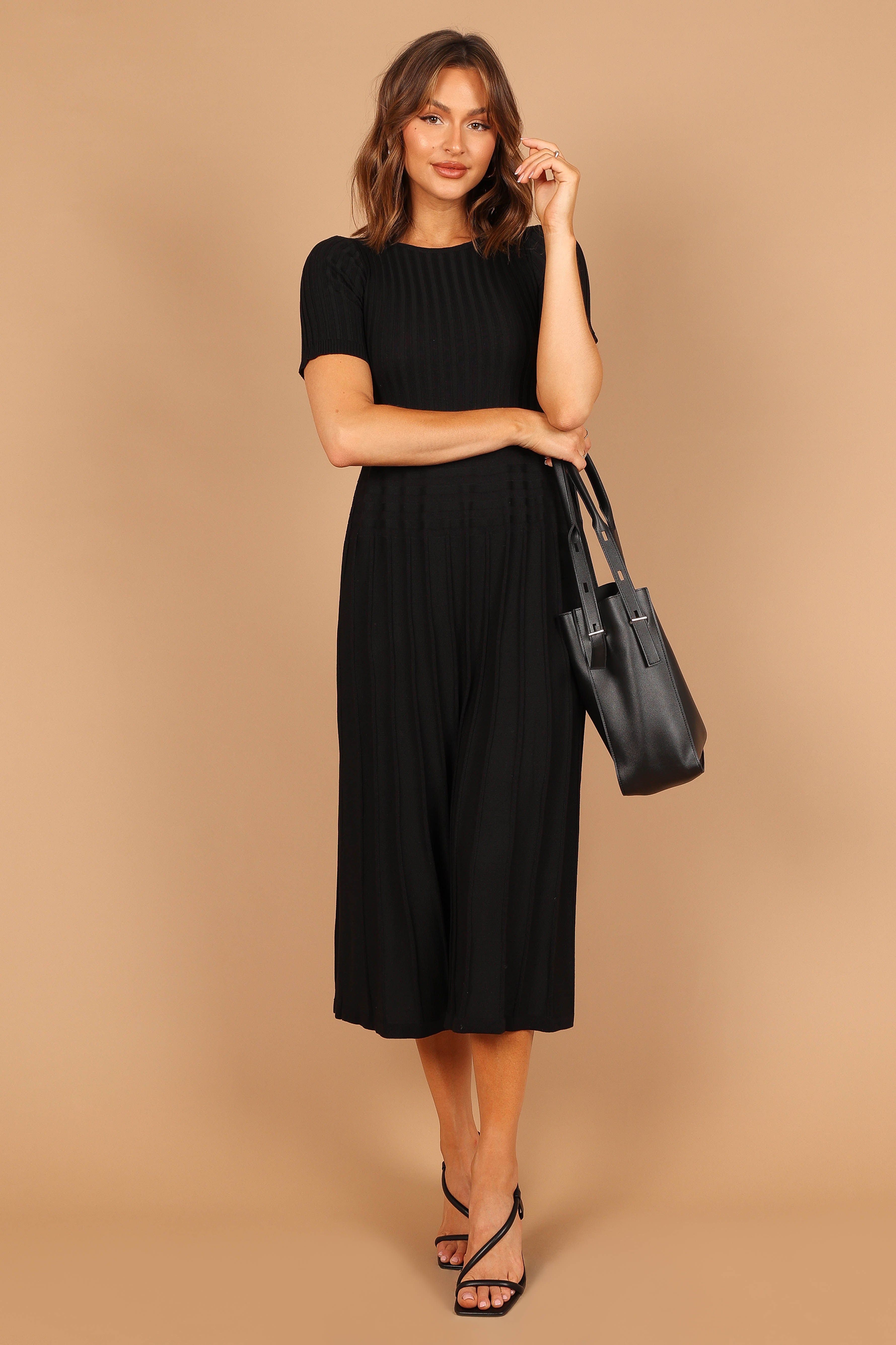 Audrina Knit Midi Dress - Black