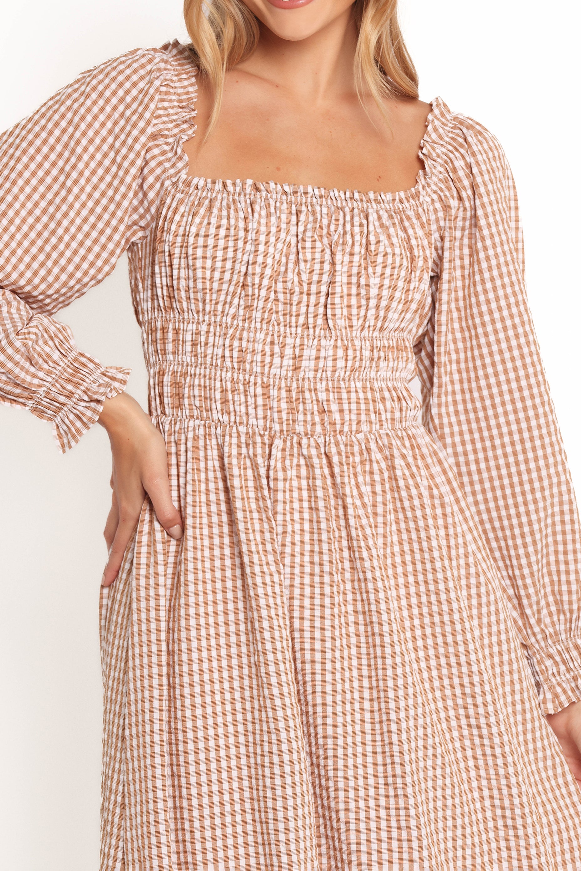 Torrie Maxi Dress - Brown Check