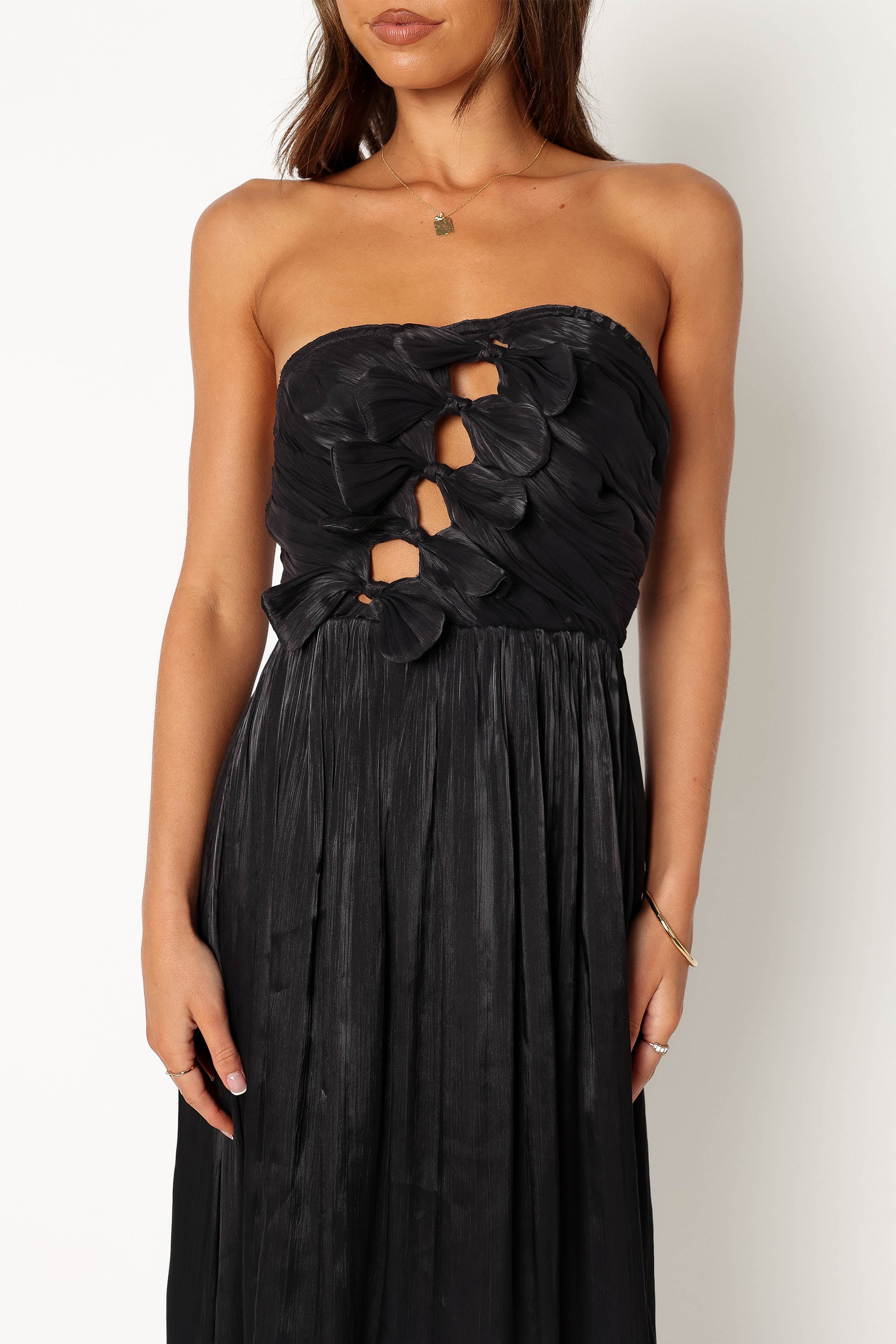 Mila Strapless Midi Dress - Black