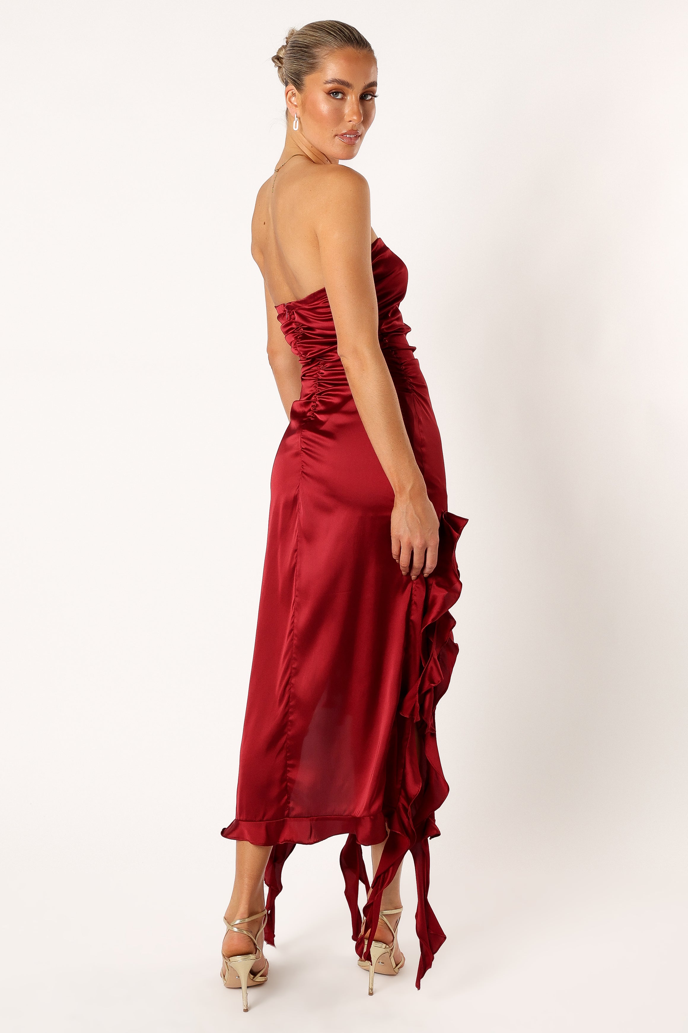 Lee Strapless Midi Dress - Wine