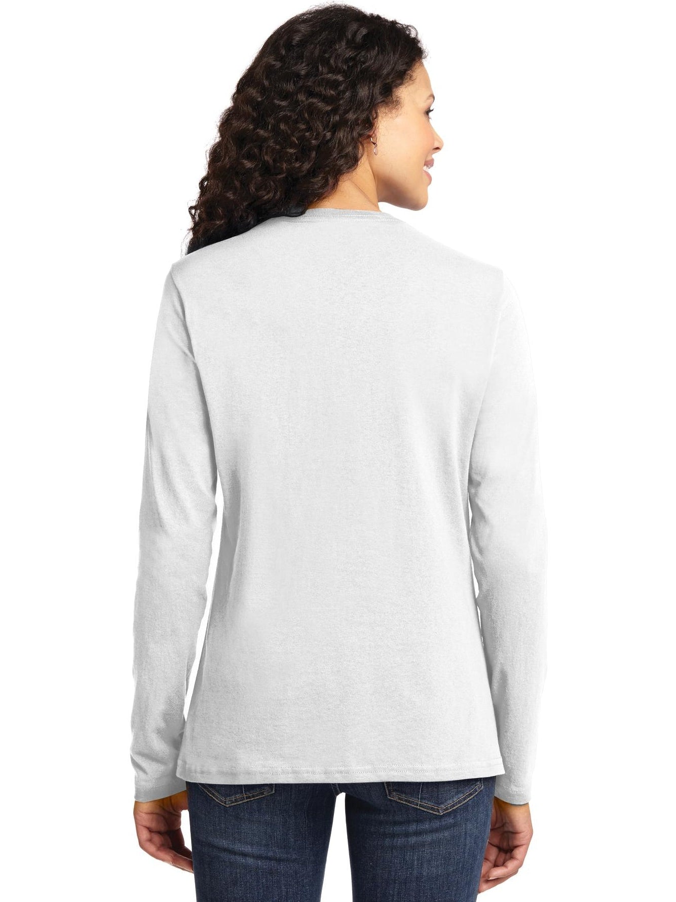 OUTLET-Port & Company Ladies Long Sleeve Cotton T-Shirt