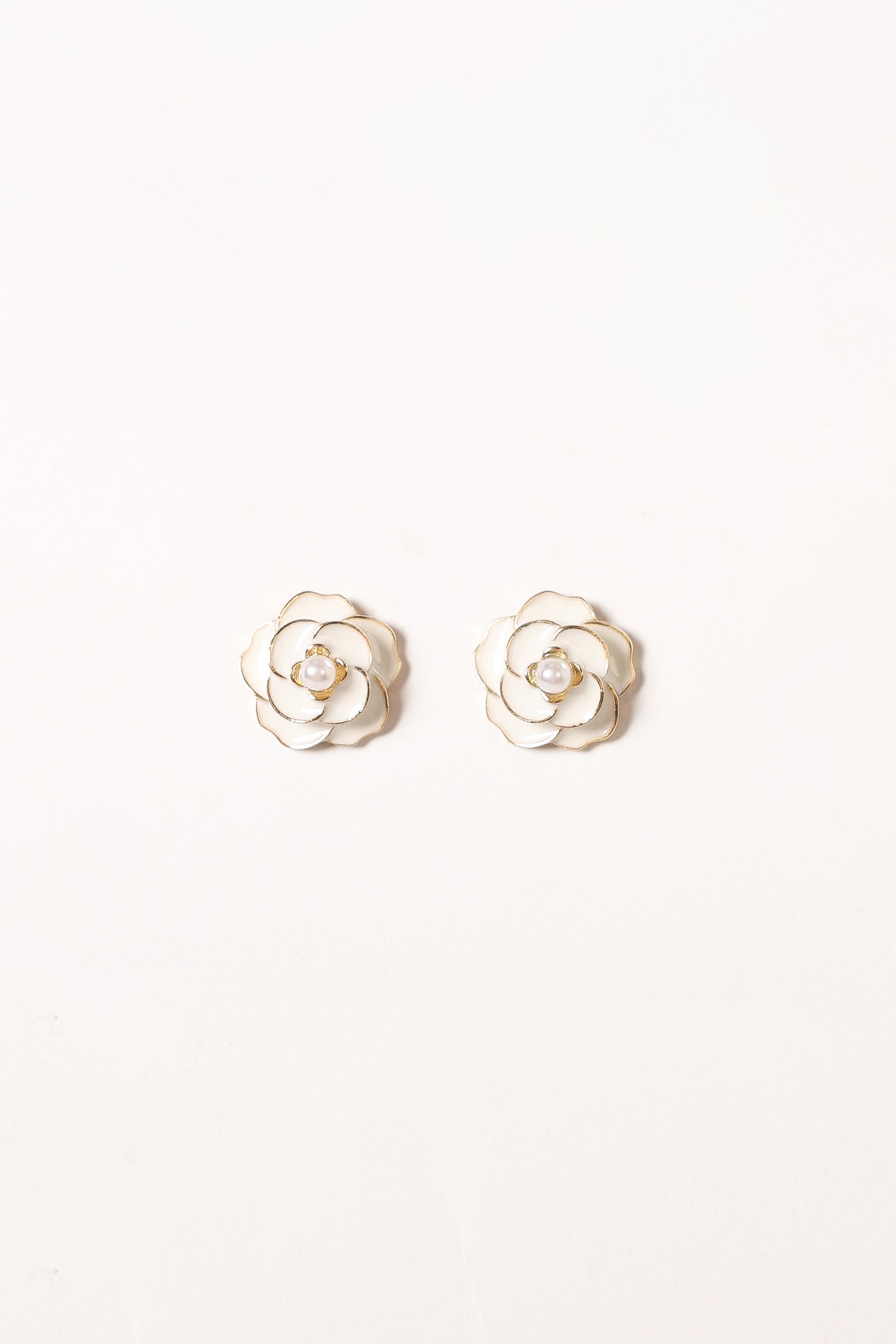 Reina Flower Earrings - Gold White