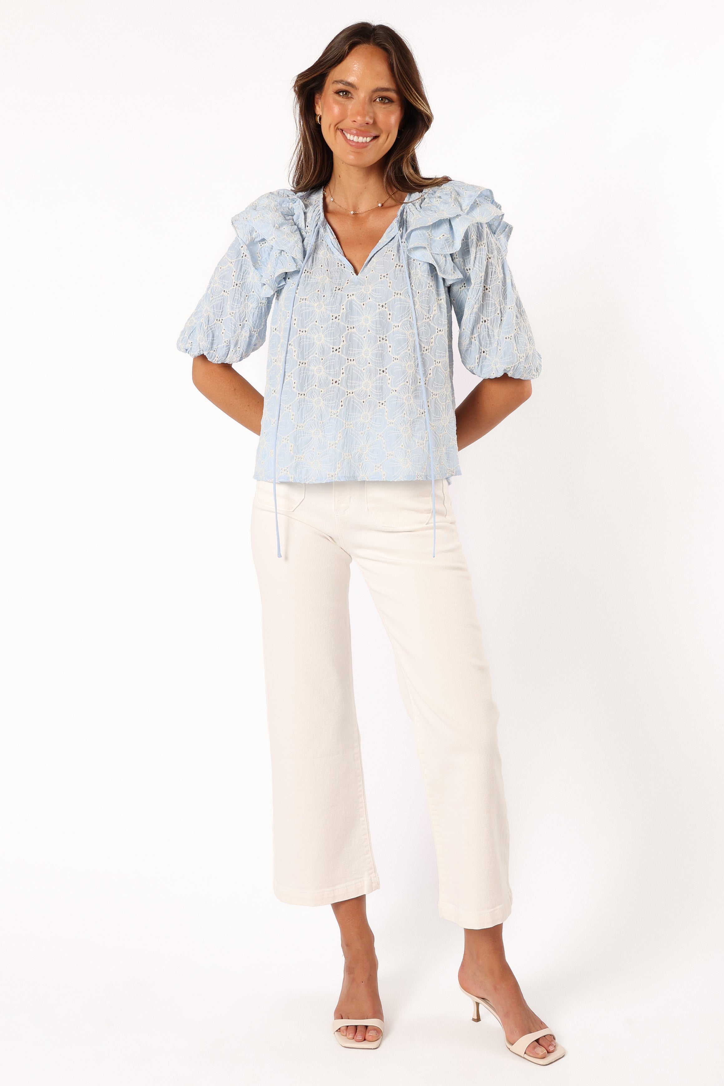 Iris Ruffled Top - Blue