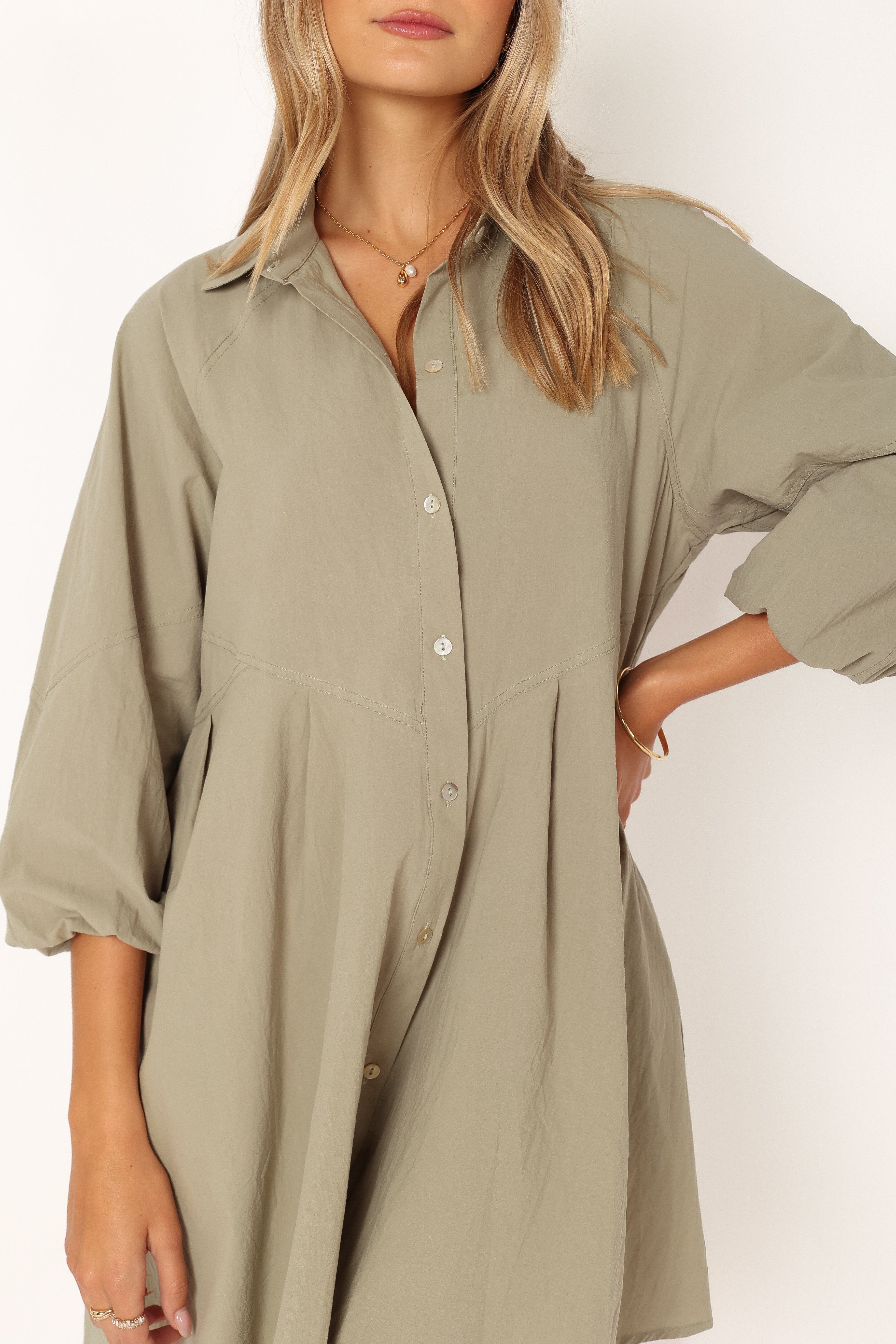 Criselle Long Sleeve Mini Dress - Khaki