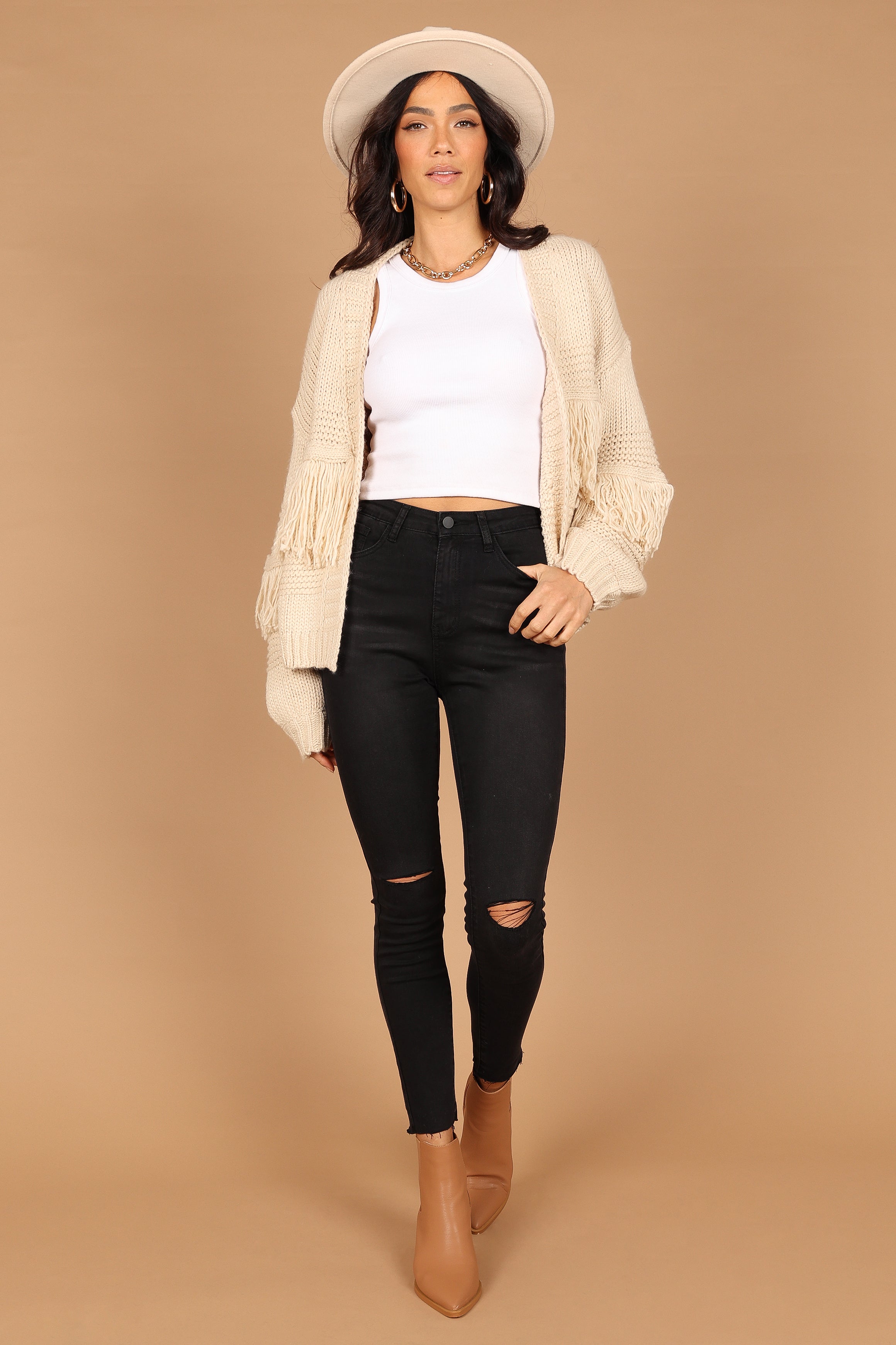 Cheryl Fringe Cardigan Sweater - Ivory