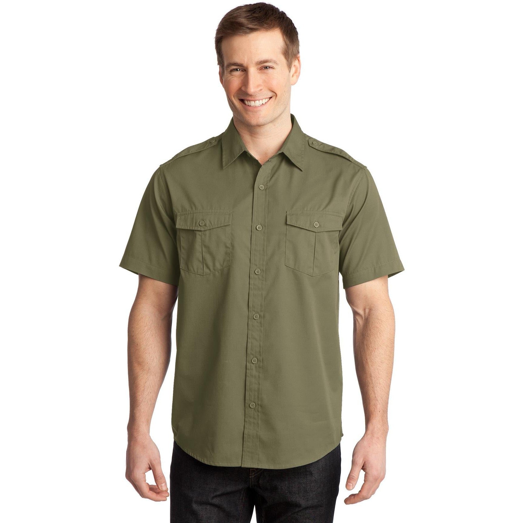 CLOSEOUT - Port Authority Stain-Release Short Sleeve Twill Shirt