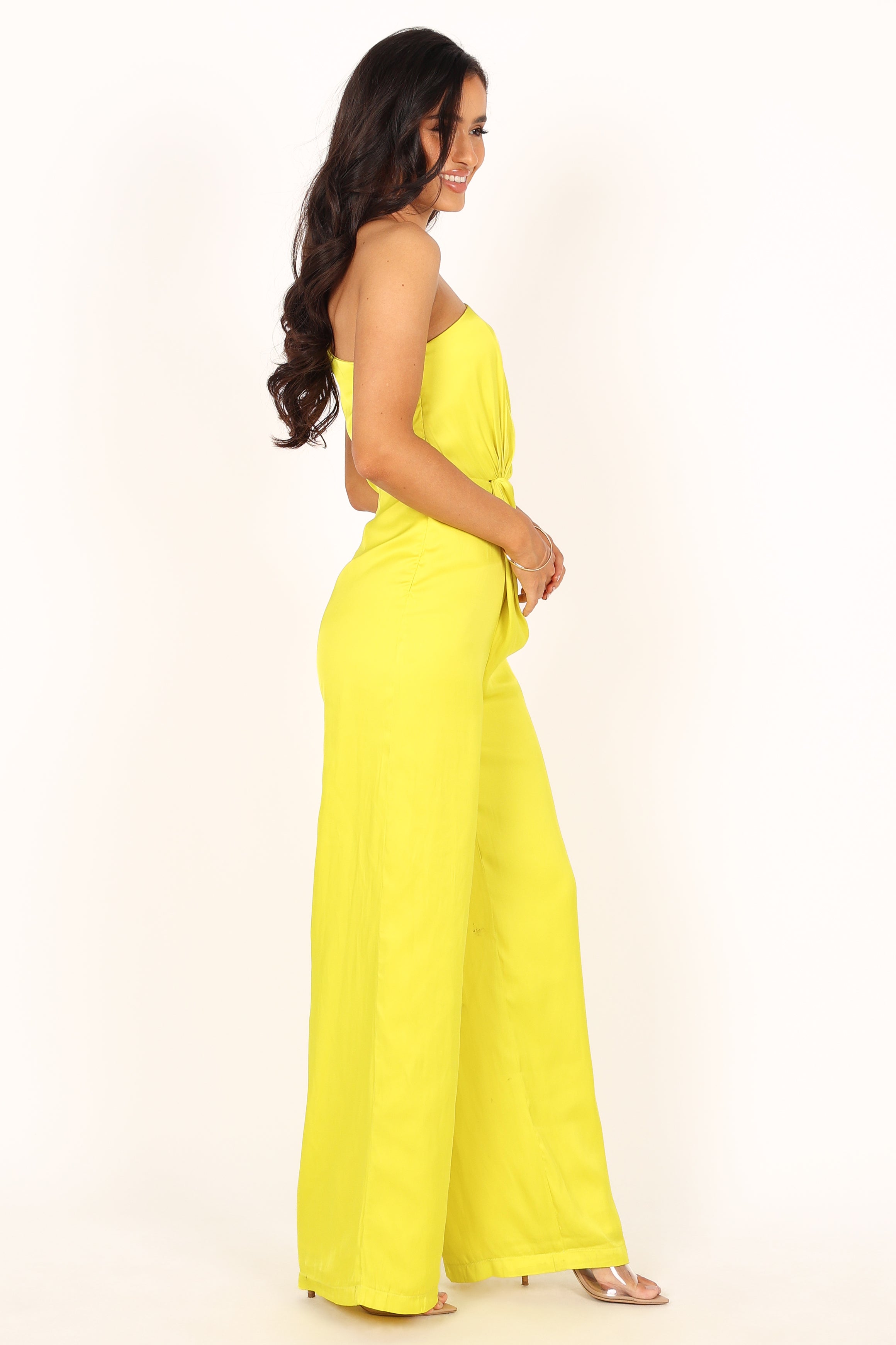 Isabel One Shoulder Jumpsuit - Lime