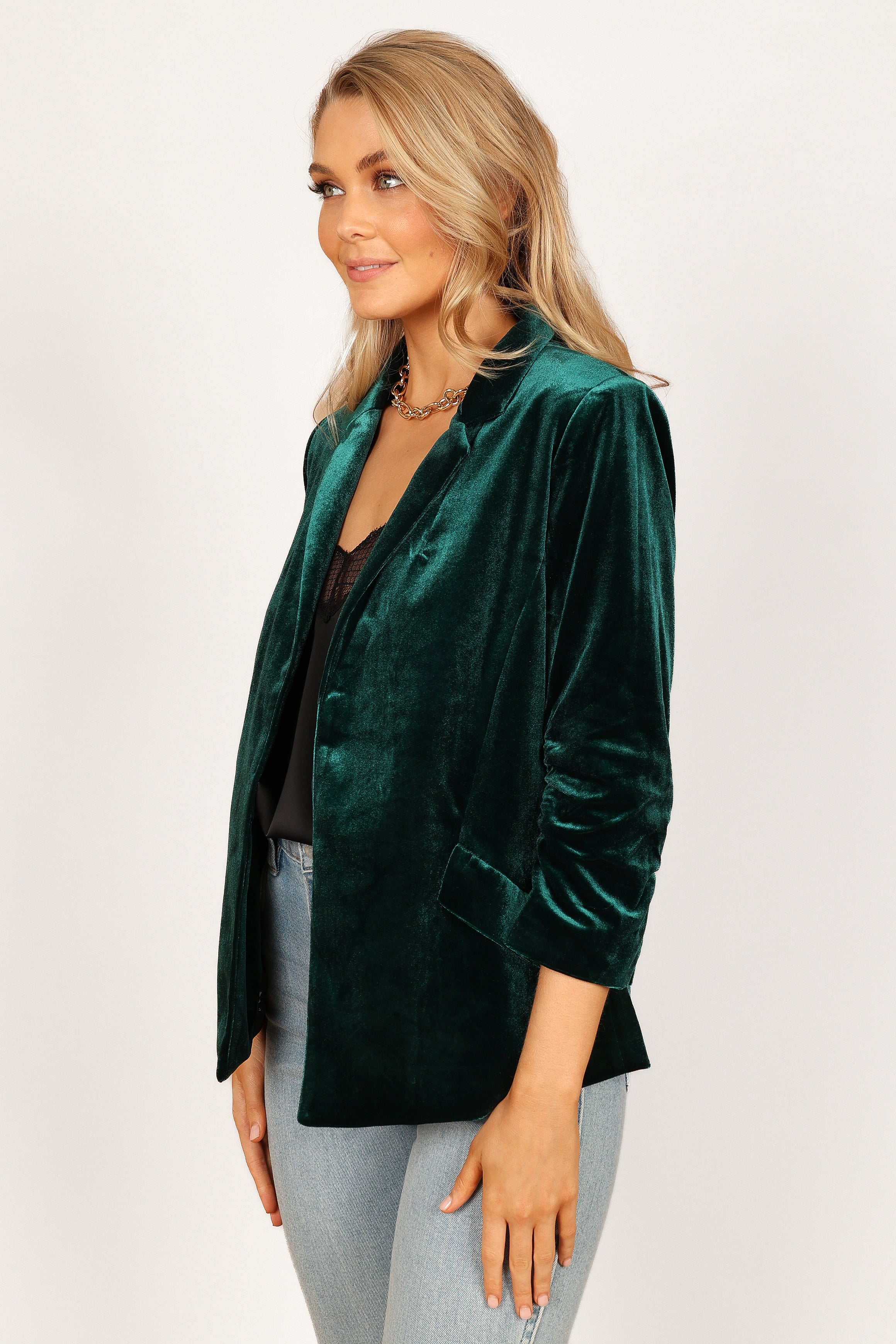 Vera Velvet Blazer - Green