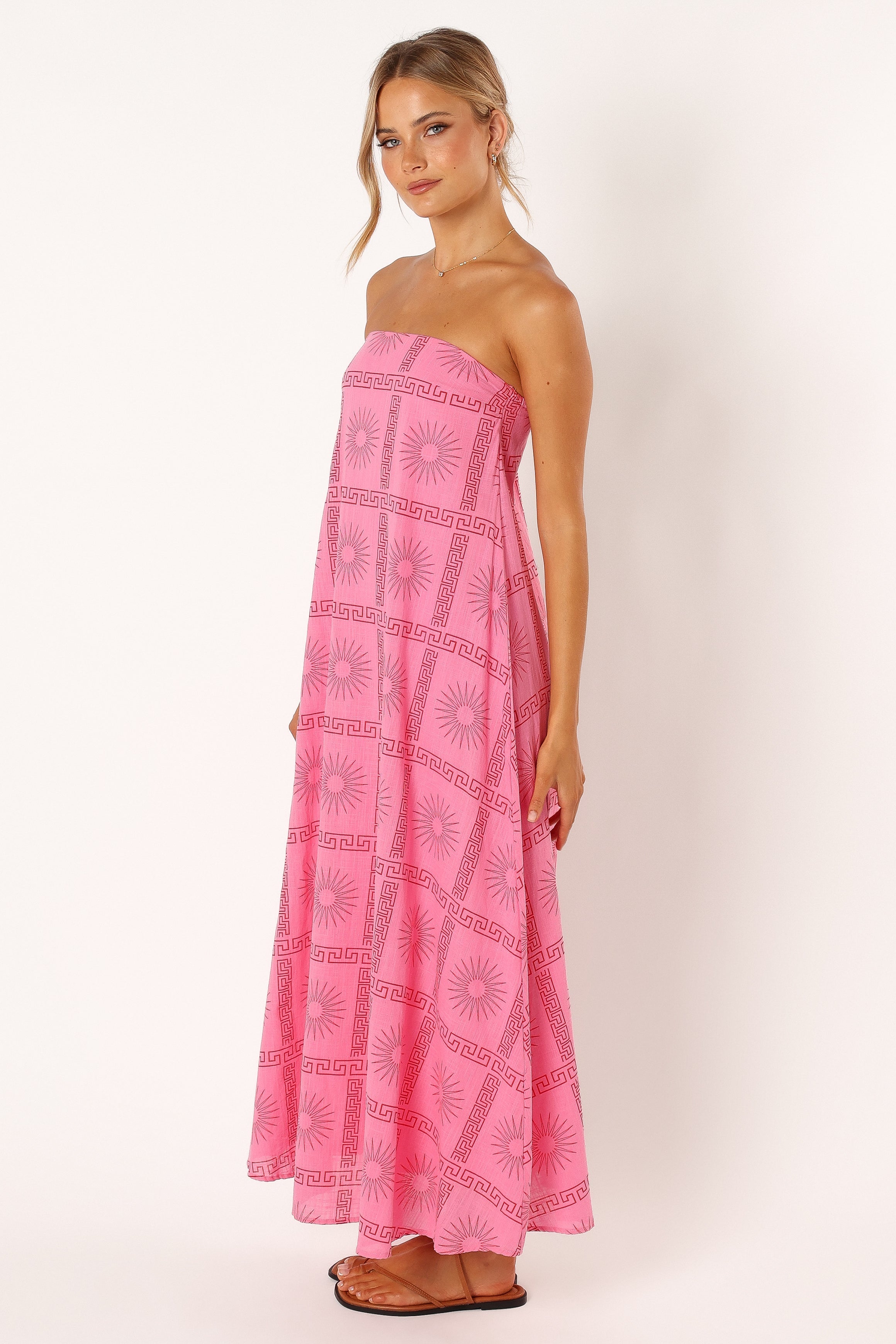 Soph Strapless Maxi Dress - Pink Red