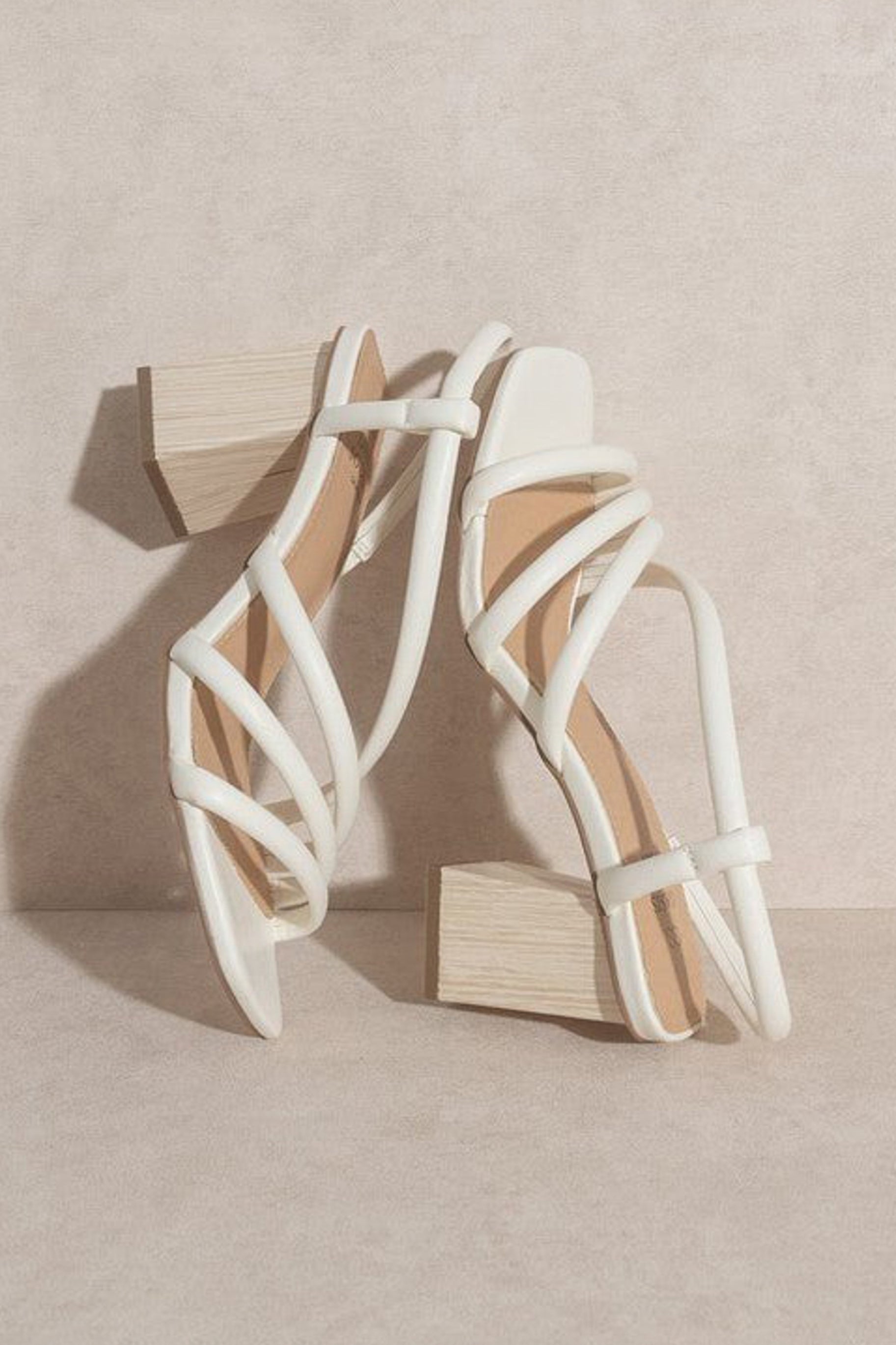 Ashley Wooden Heel Sandal - White