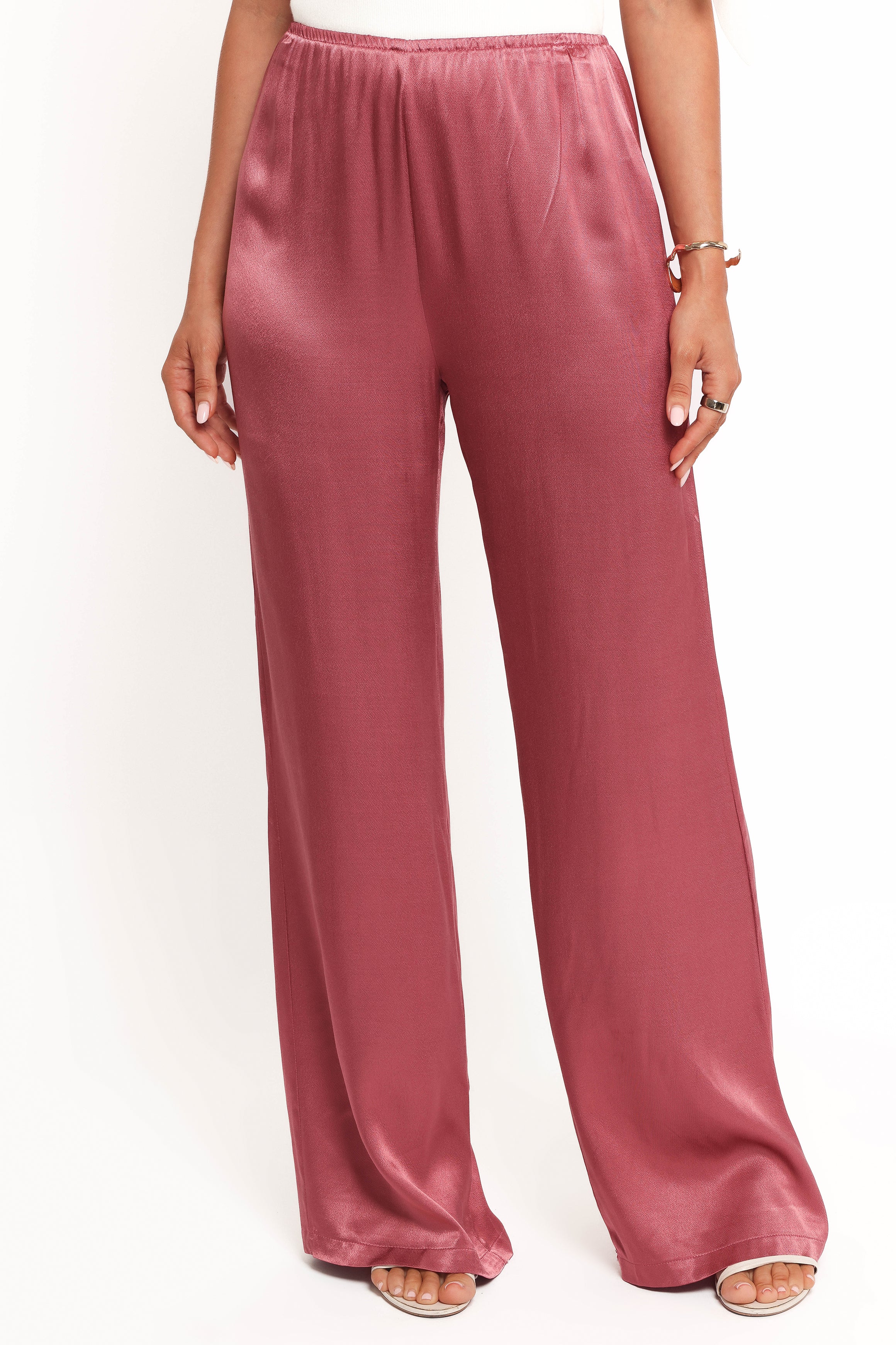 Carissa Satin Pants - Dusty Rose