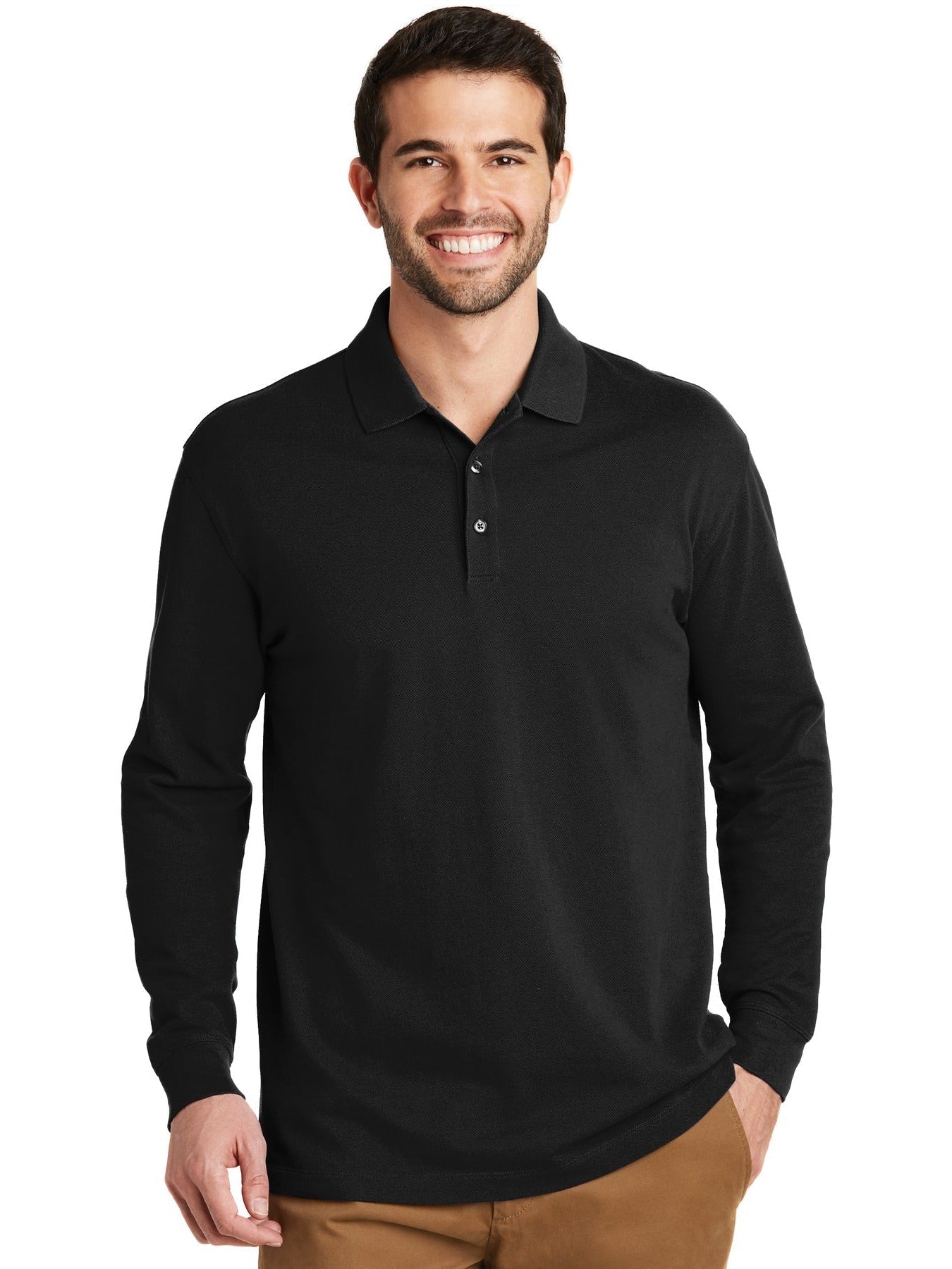 OUTLET-Port AuthorityEZCotton Long Sleeve Polo