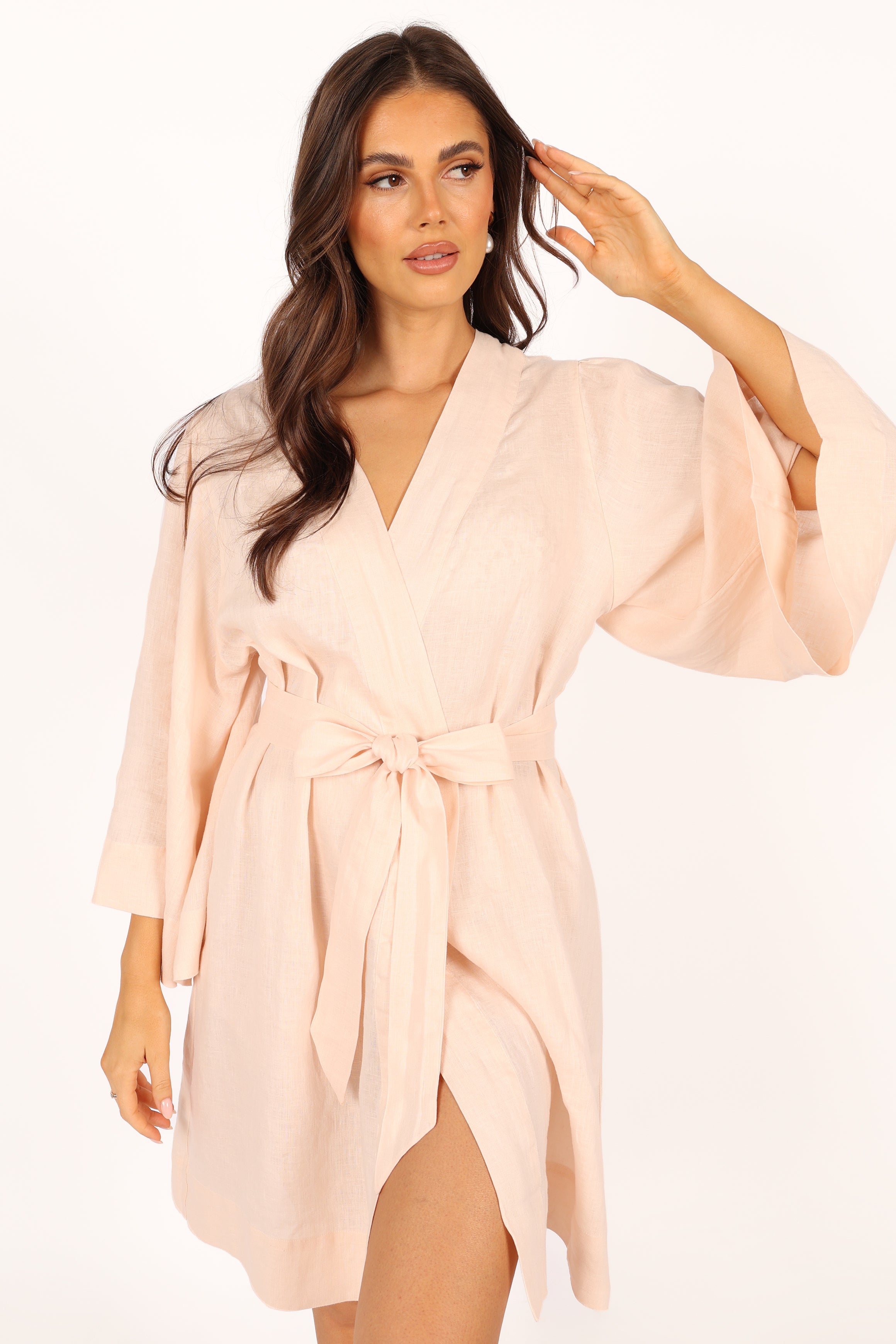 Nuala Linen Robe - Blush