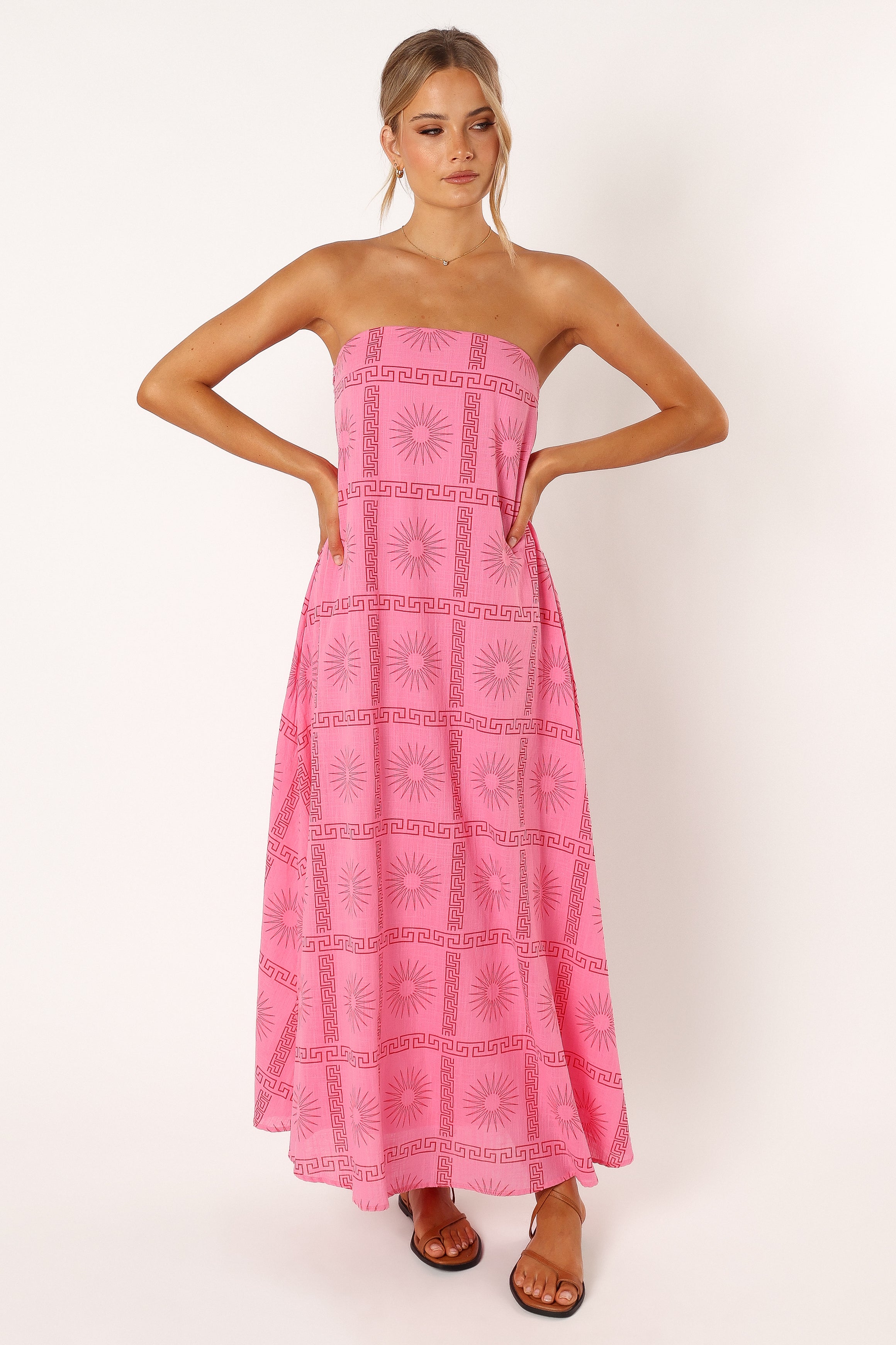 Soph Strapless Maxi Dress - Pink Red