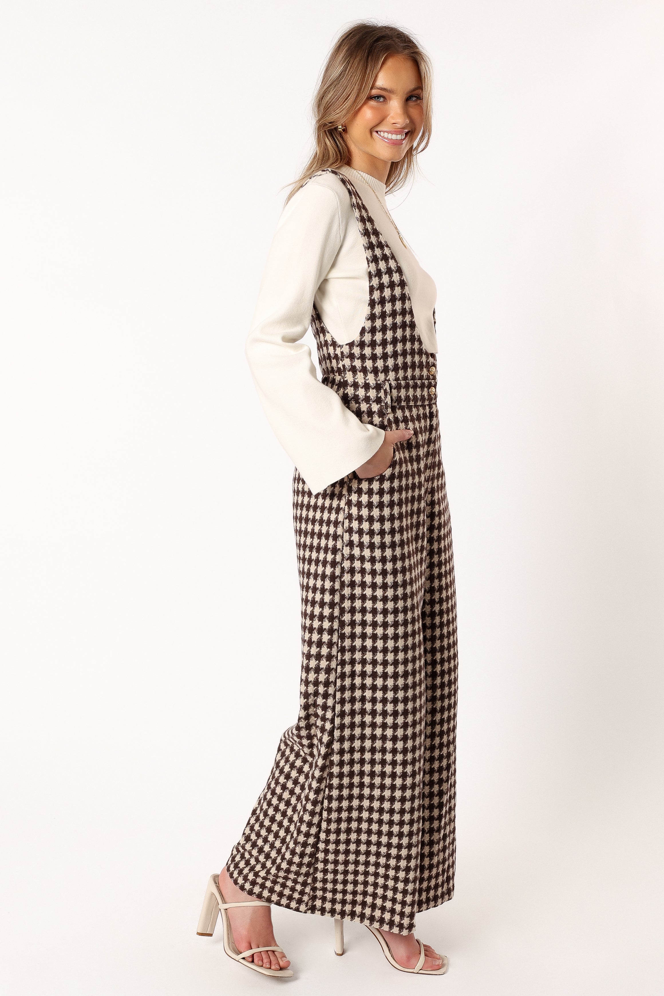 Jackson Jumpsuit - Tan Houndstooth