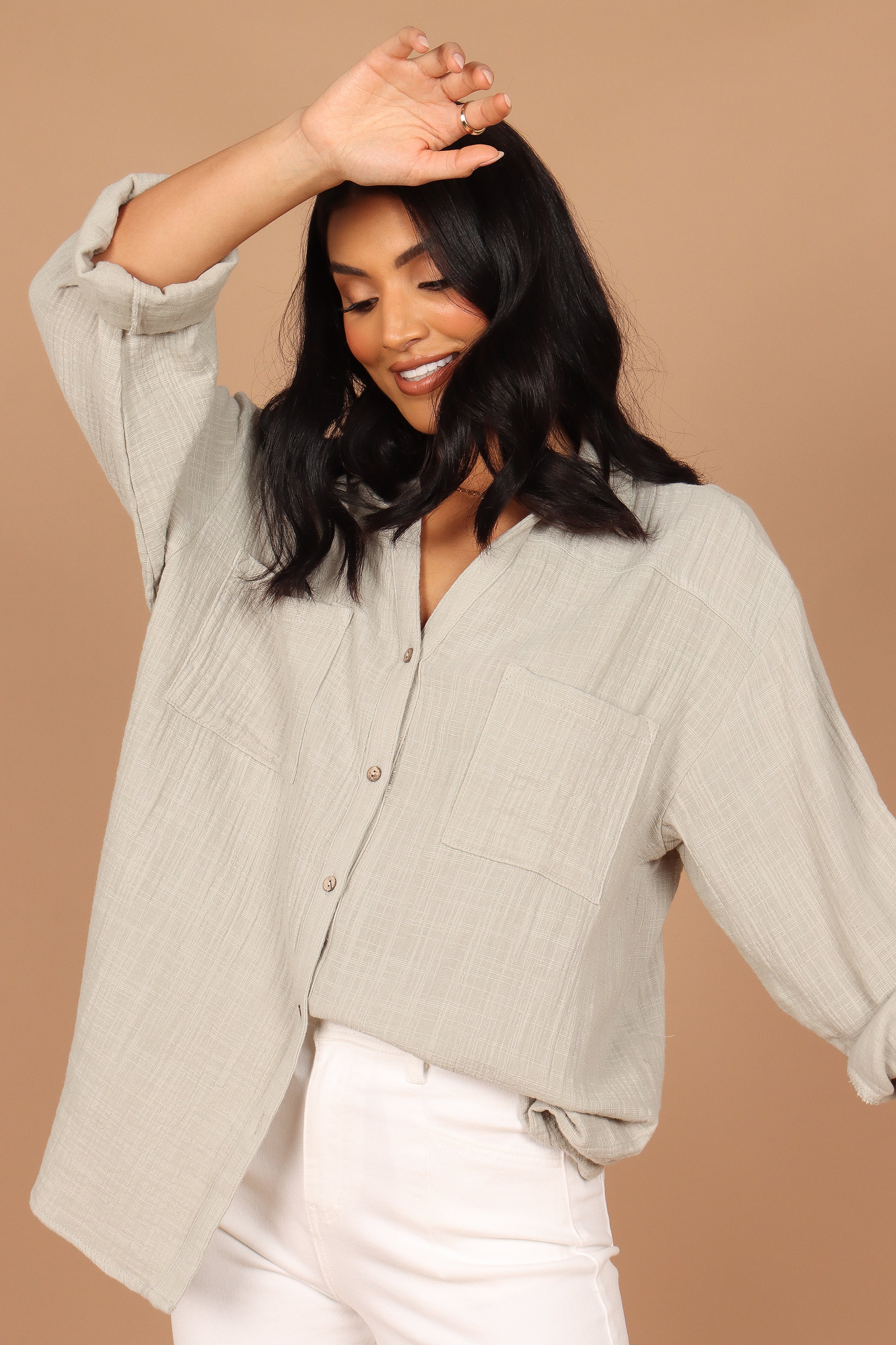 Bobby Button Down Top - Sage Green