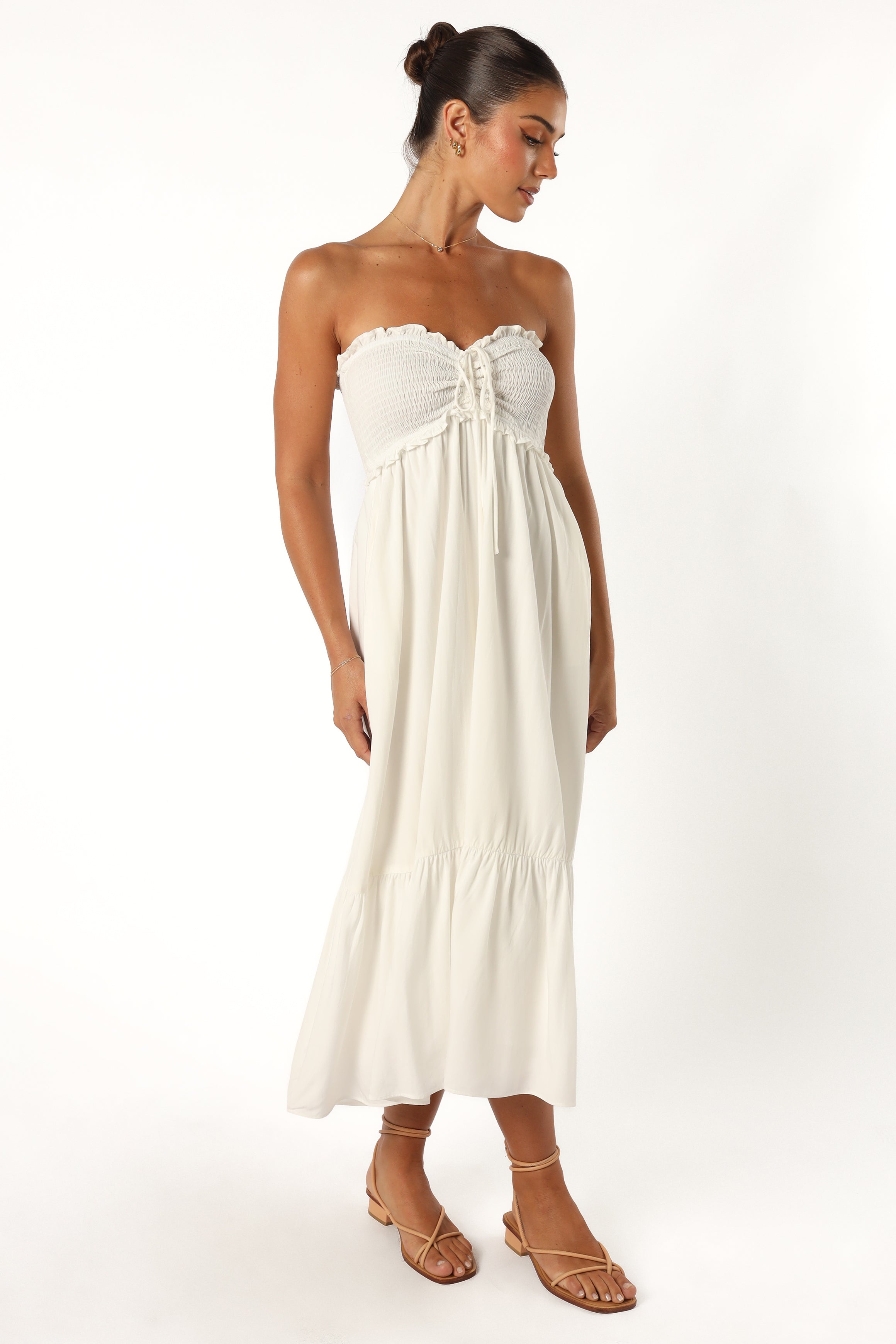 Dayton Strapless Midi Dress - White