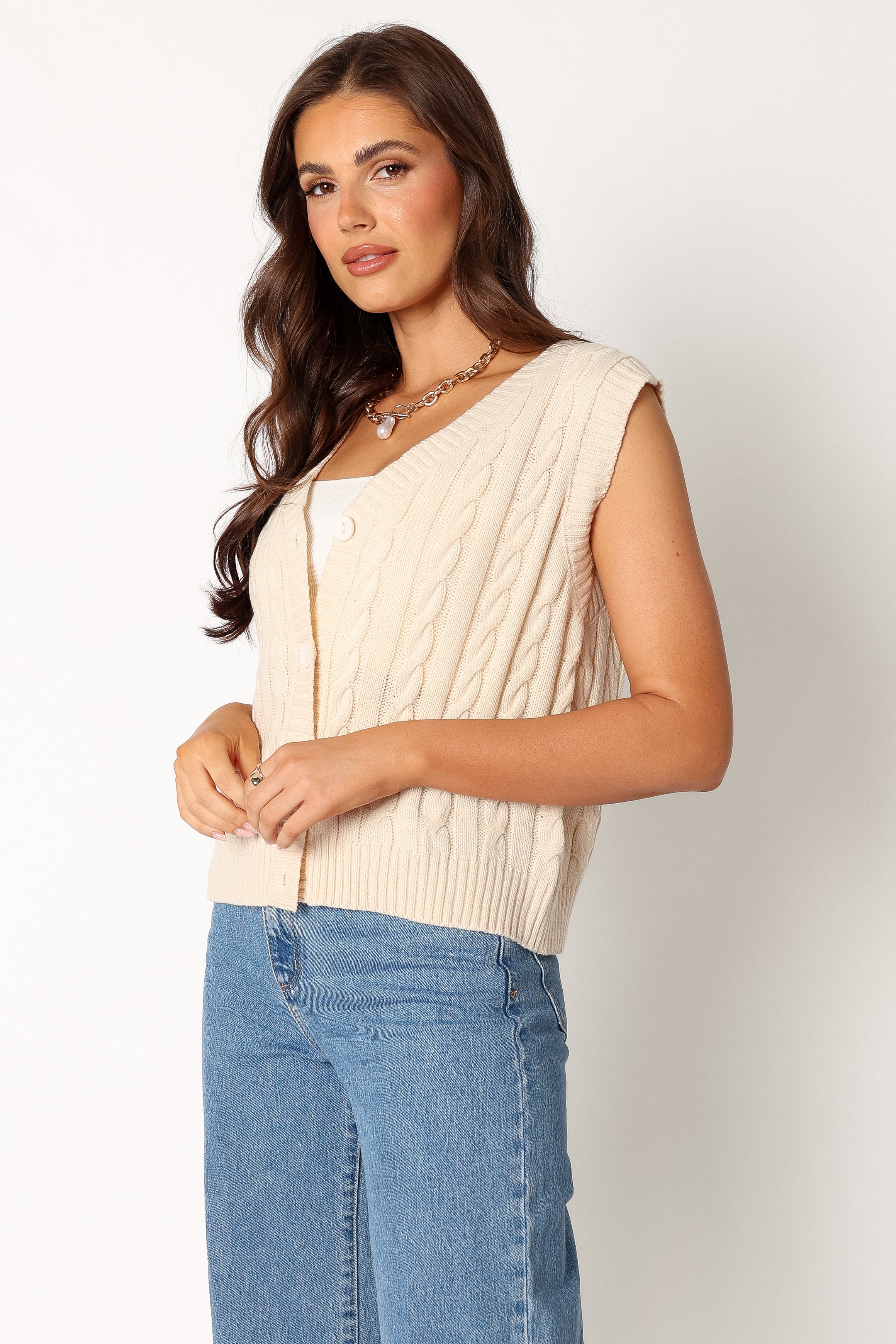 Kyle Knit Vest - Cream