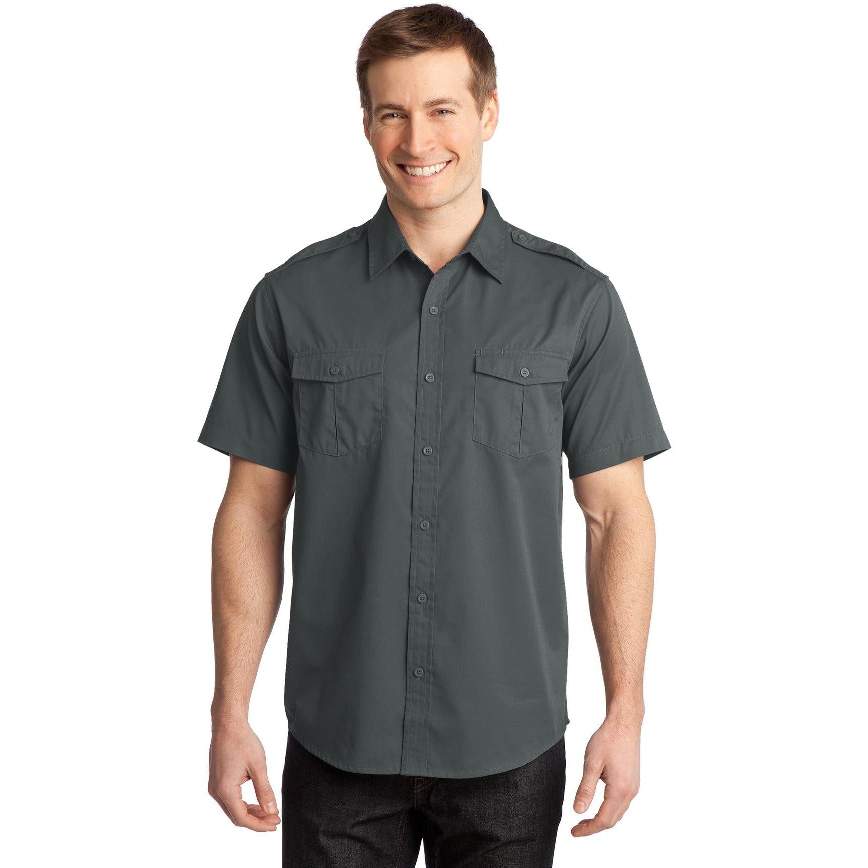 CLOSEOUT - Port Authority Stain-Release Short Sleeve Twill Shirt