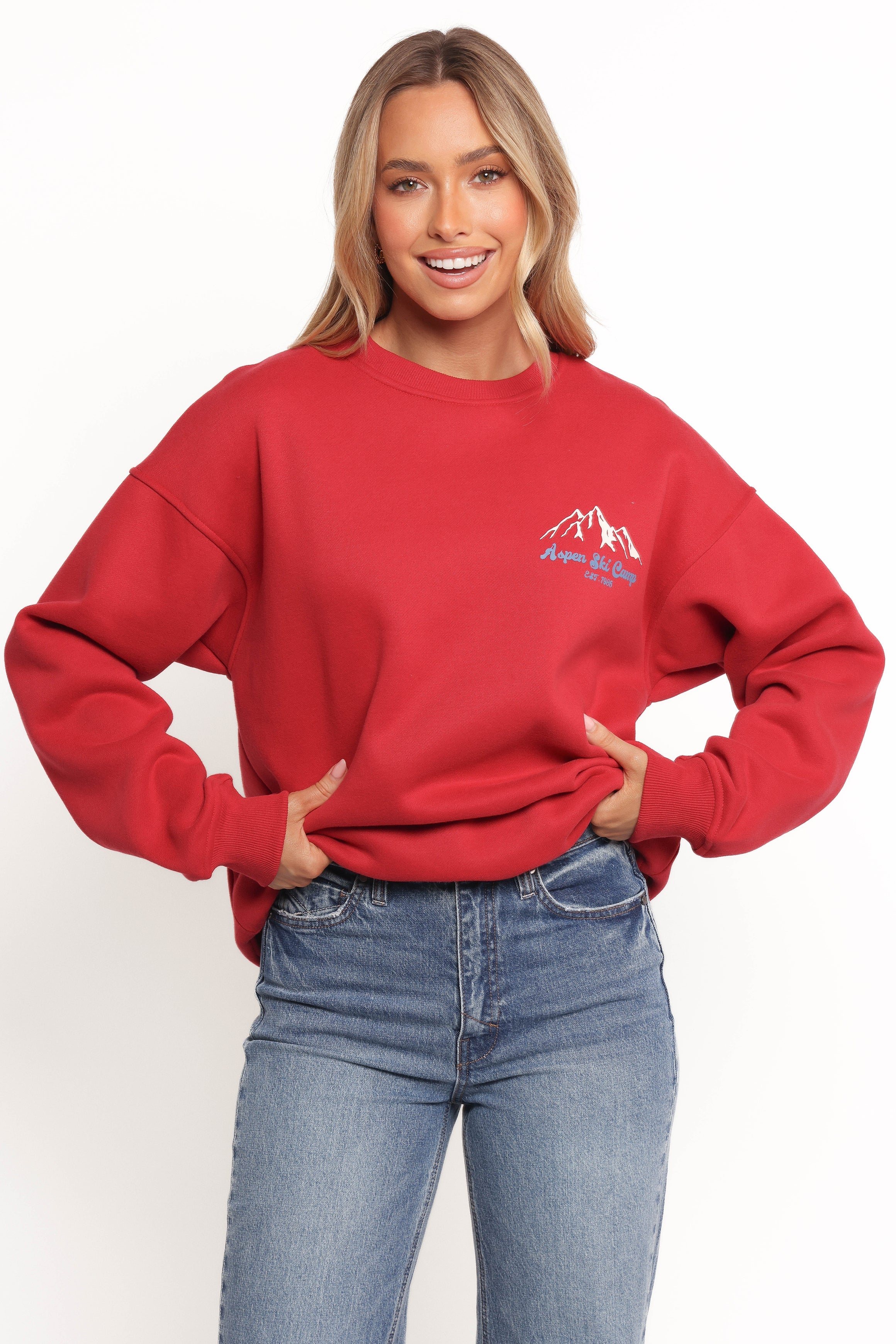 Torie Apres Ski Camp Sweatshirt - Cherry