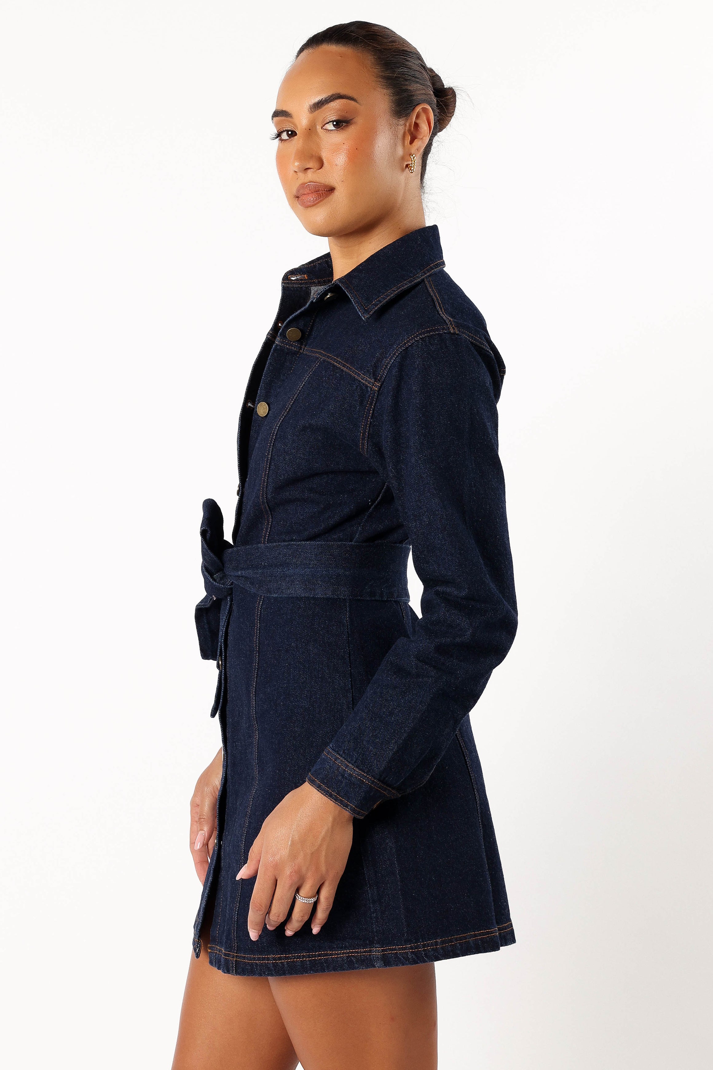 Natala Long Sleeve Mini Dress - Denim