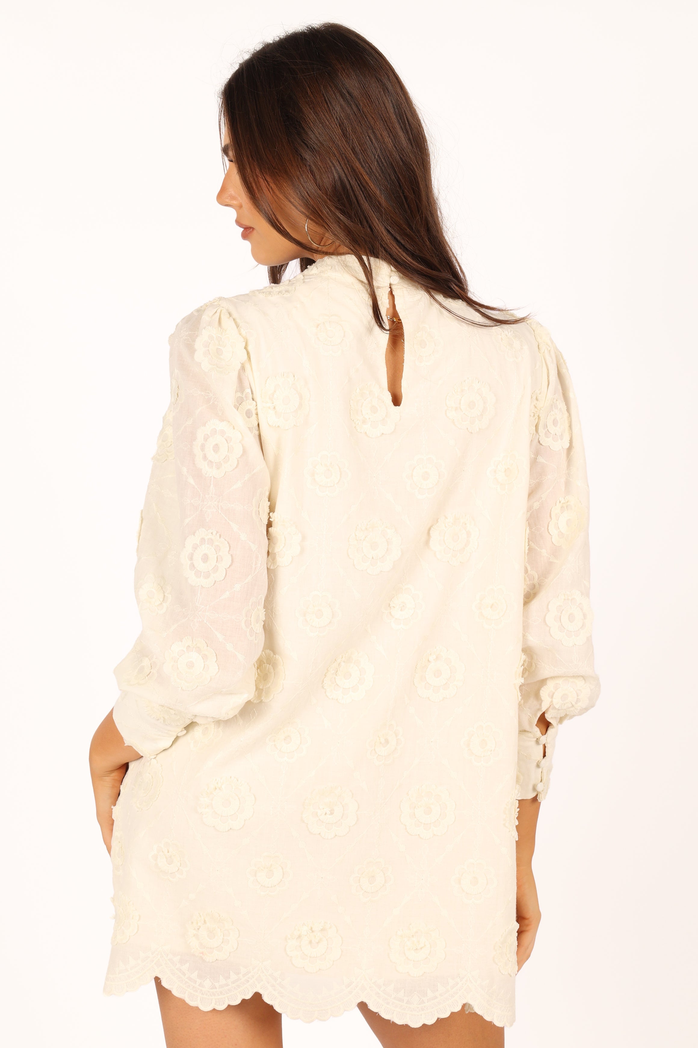 Stefania Long Sleeve Mini Dress - Cream