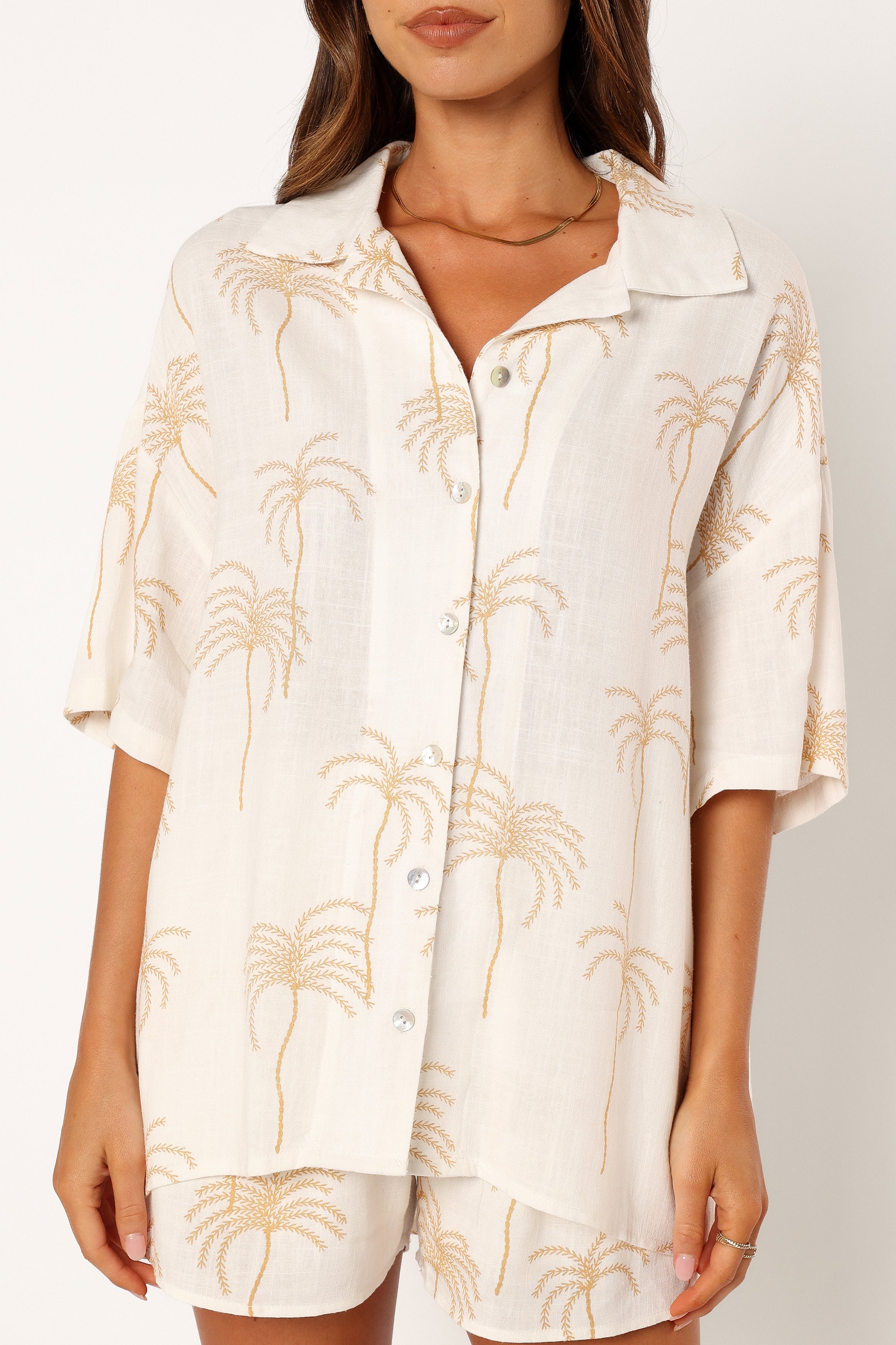 Amira Short Sleeve Shirt - Palm Print