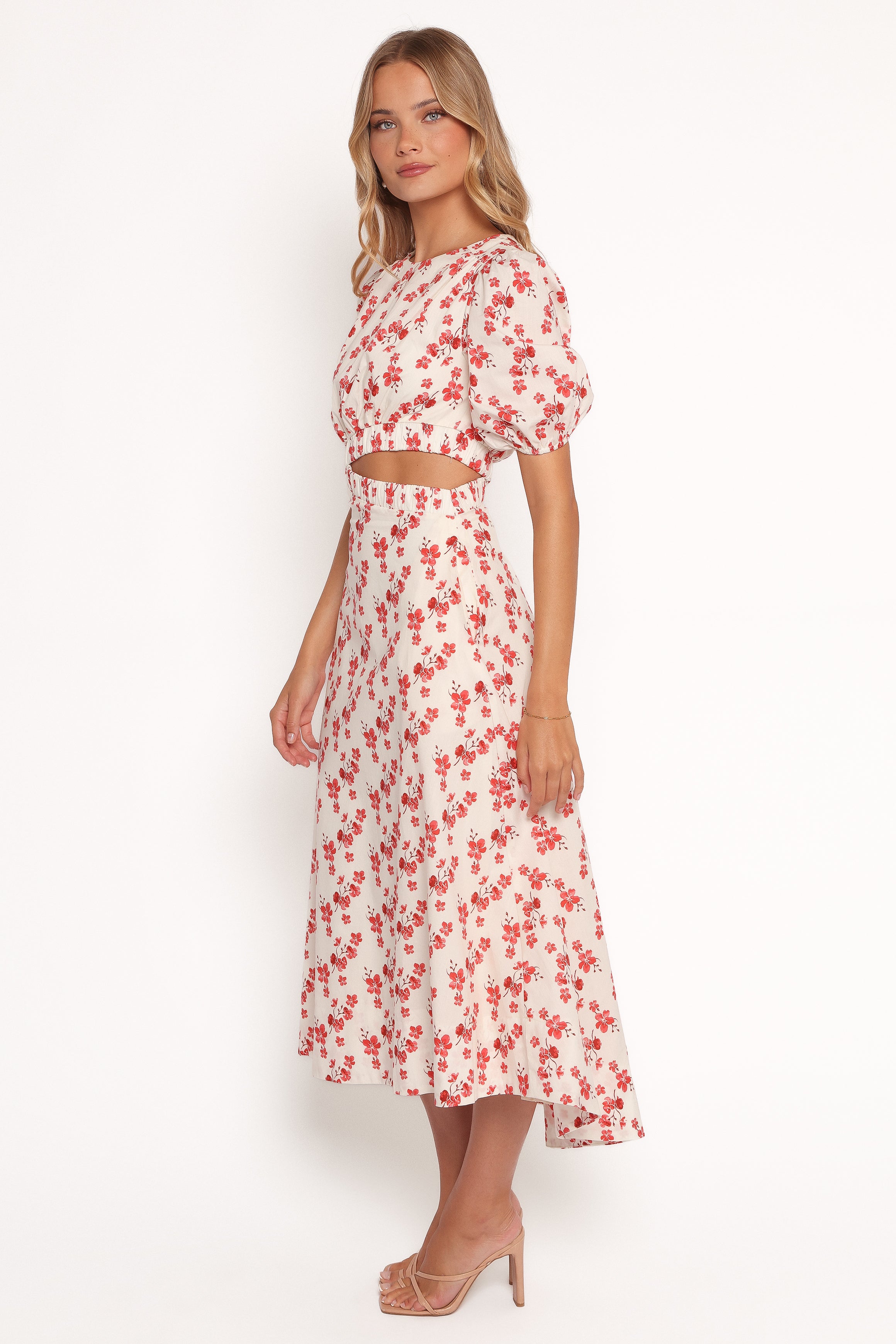 Aminah Puff Sleeve Dress - Red Floral