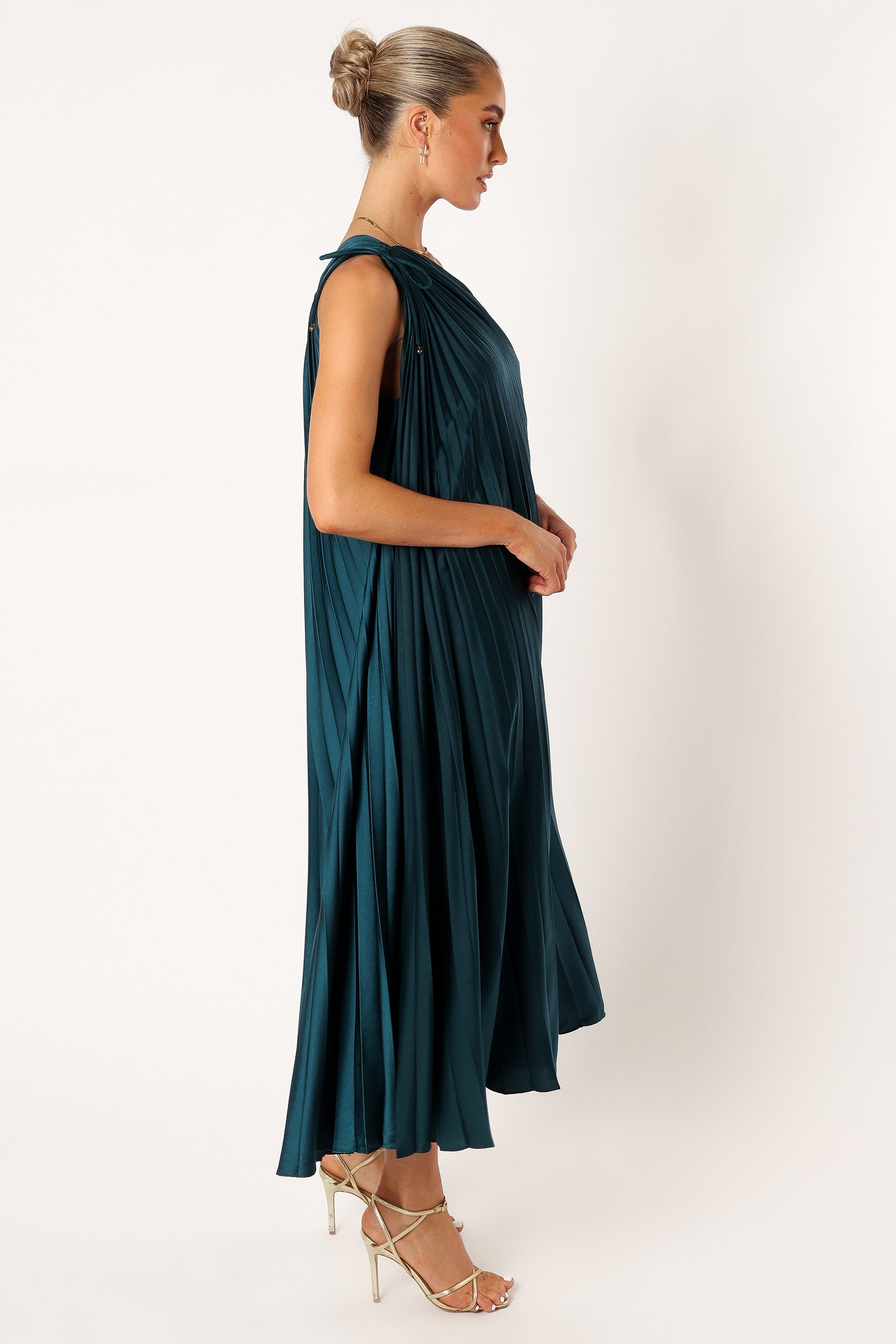 Selena One Shoulder Midi Dress - Emerald