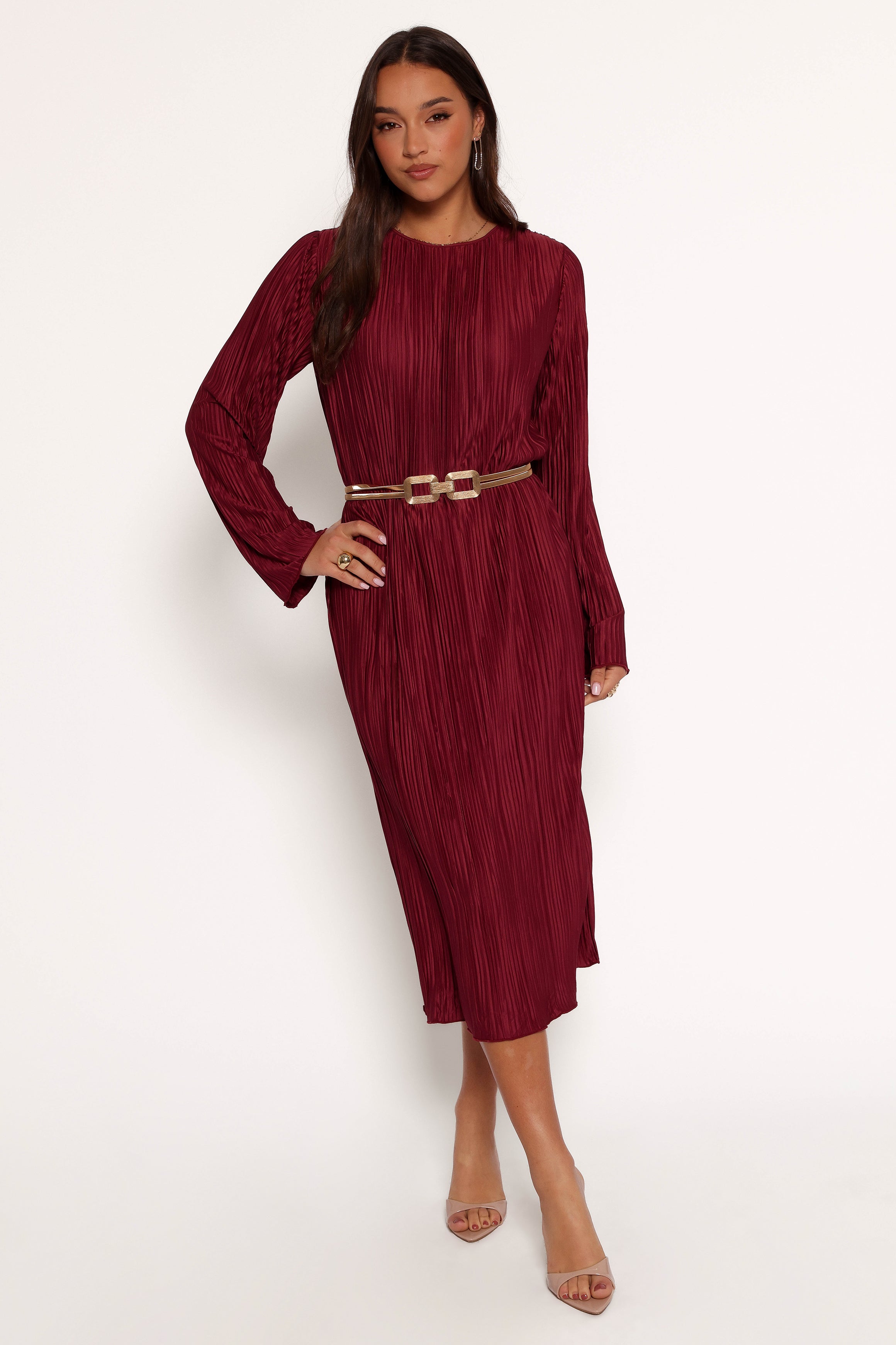 Tannikah Plisse Midi Dress - Ruby Wine