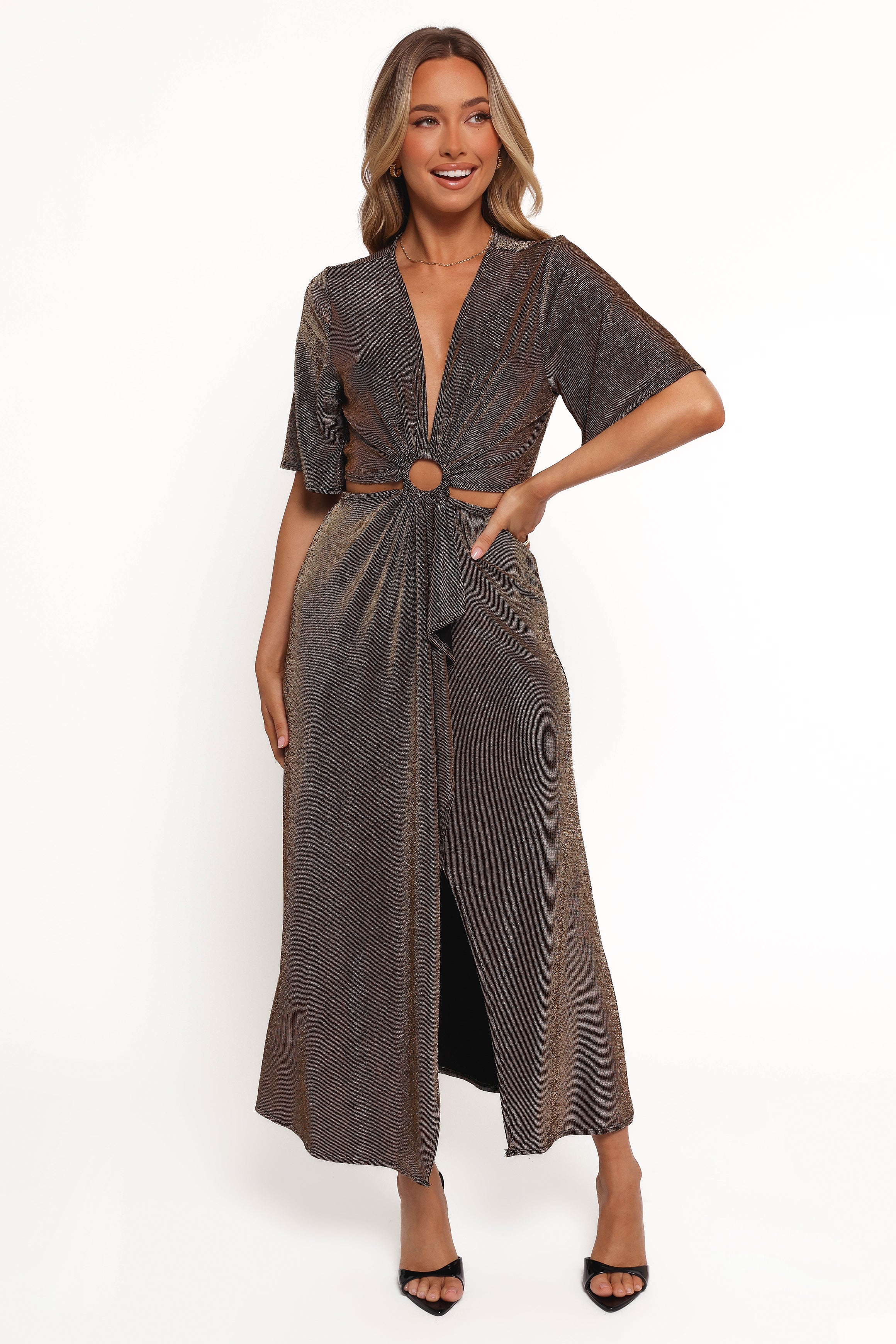 Blanca Cut Out Maxi Dress - Black/Rose Gold