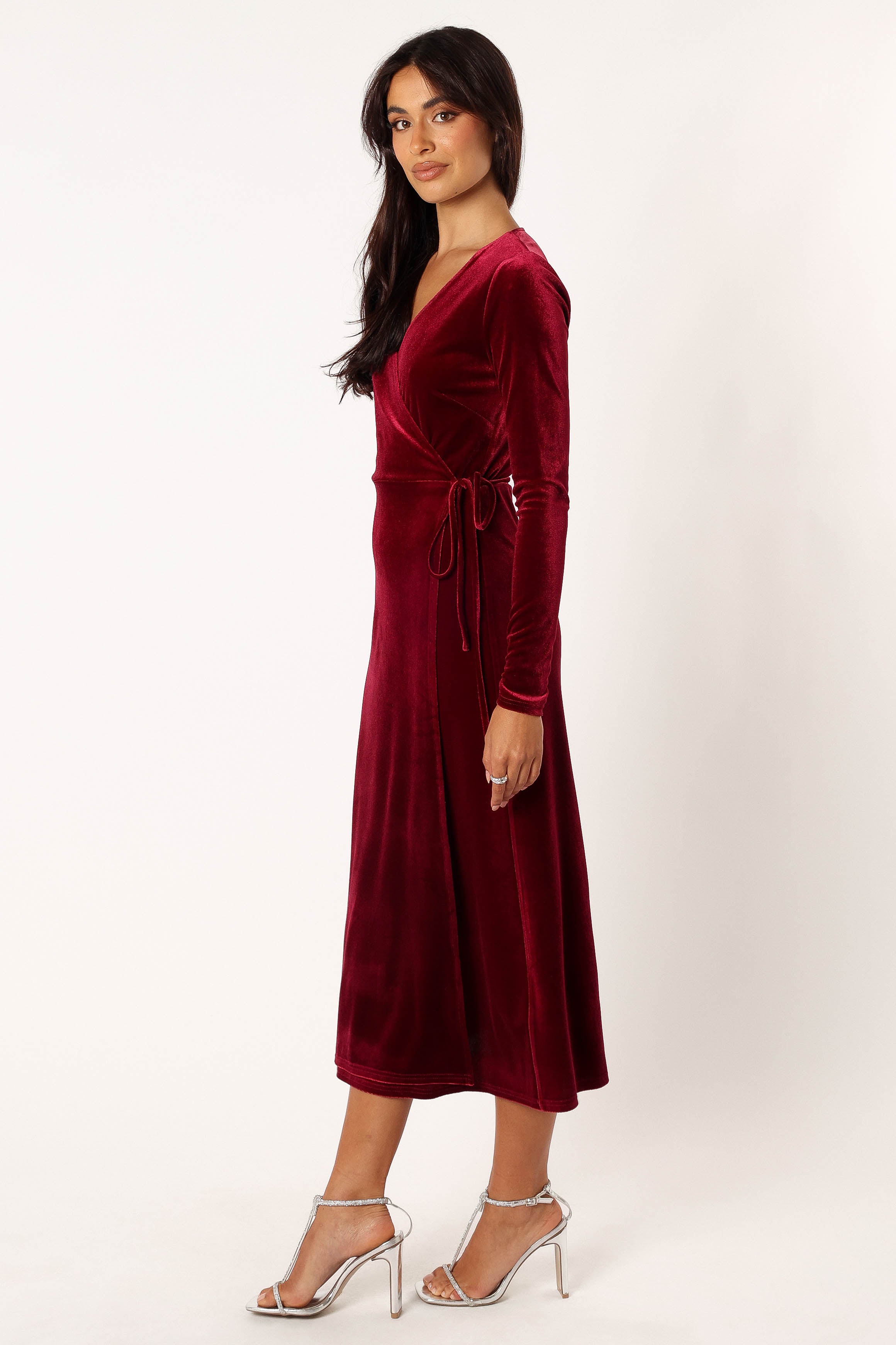 Darby Long Sleeve Midi Dress - Burgundy