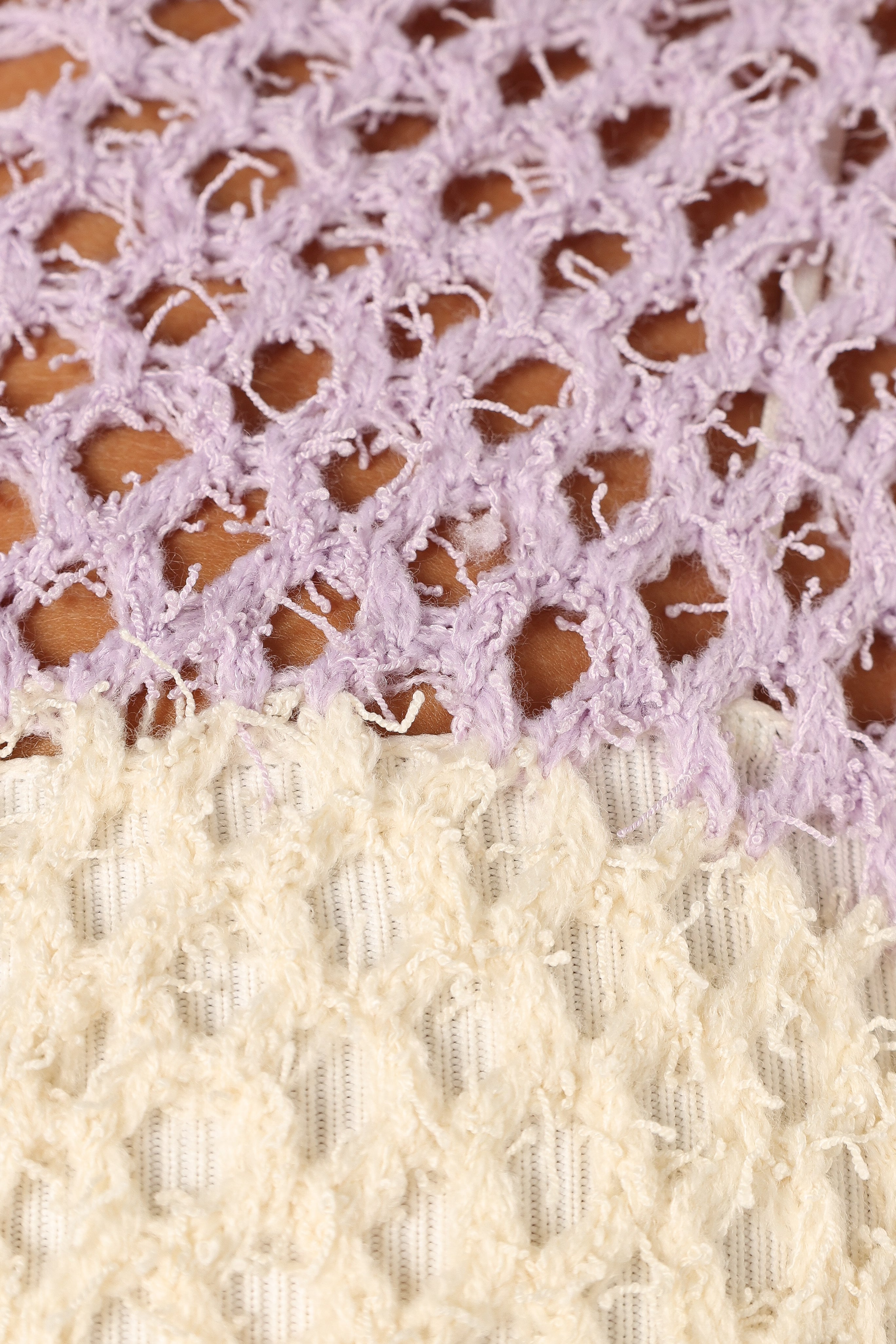 Dawn Color Block Knit Sweater - Cream Lavender