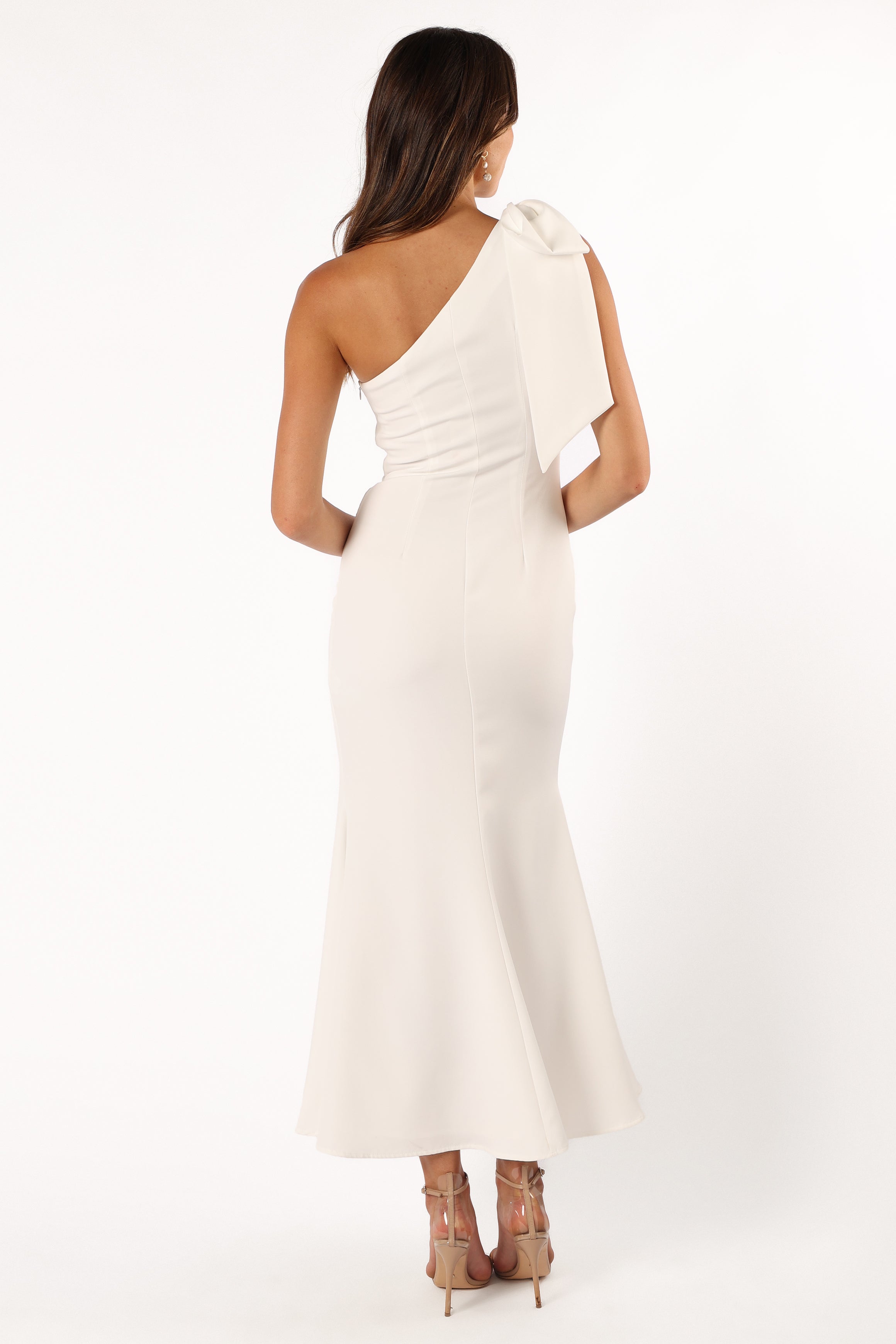 Charmed One Shoulder Midi Dress - Off White