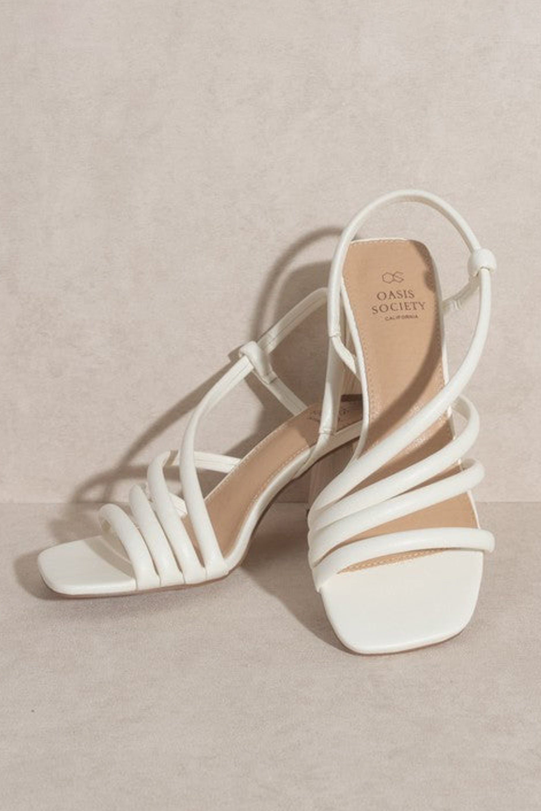 Ashley Wooden Heel Sandal - White