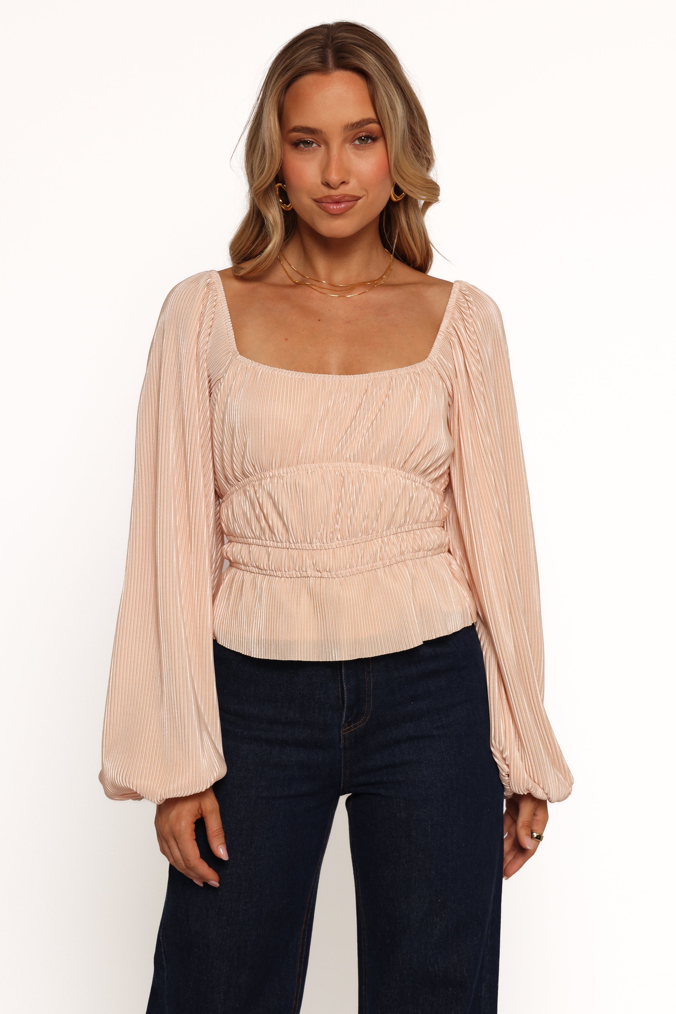 Ceppia Plisse Top - Light Peach