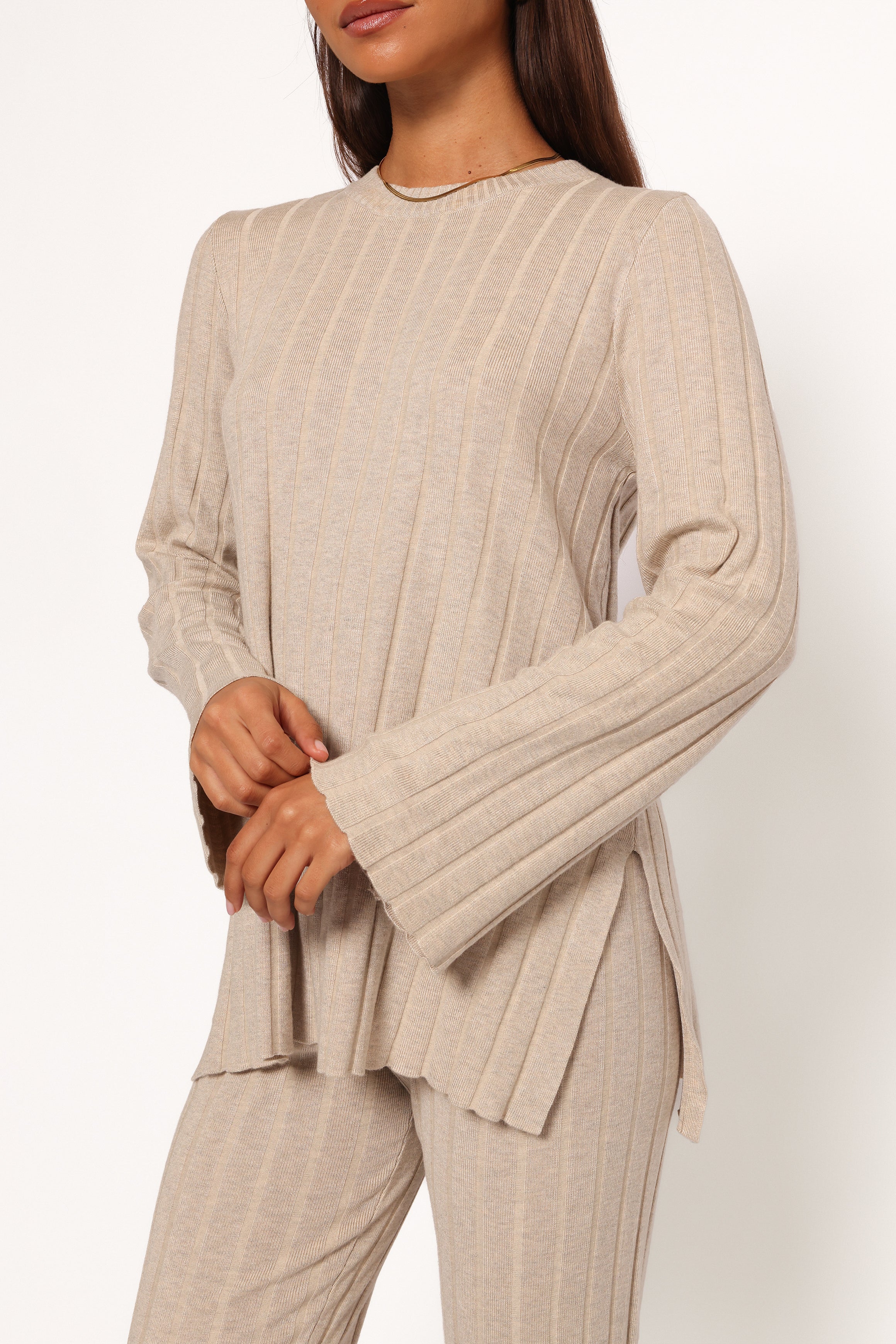 Silvie Long Sleeve Knitted Set - Oatmeal